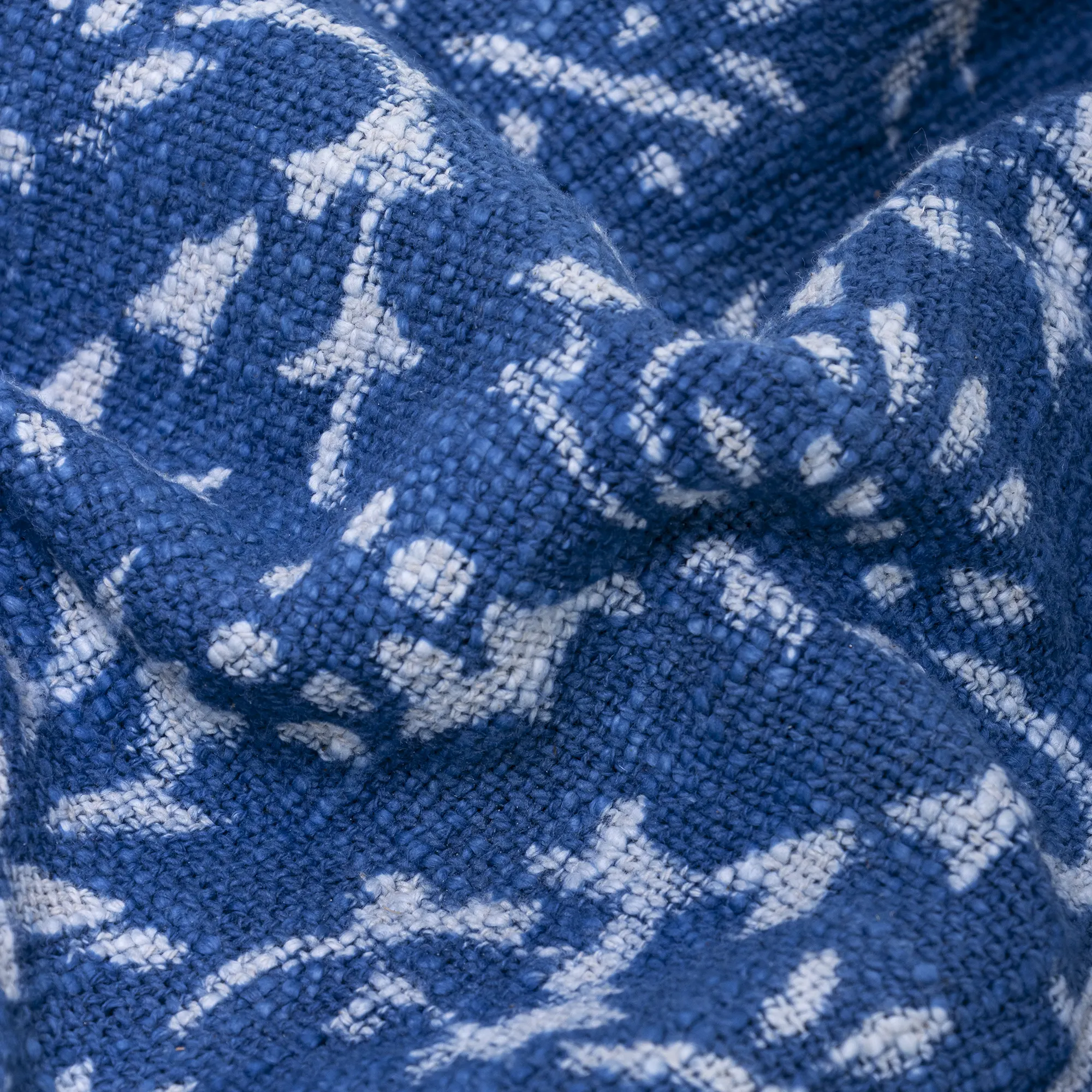 Indigo Floral Indian Handmade Block Printed Pure Cotton Throw Blanket - Image 6