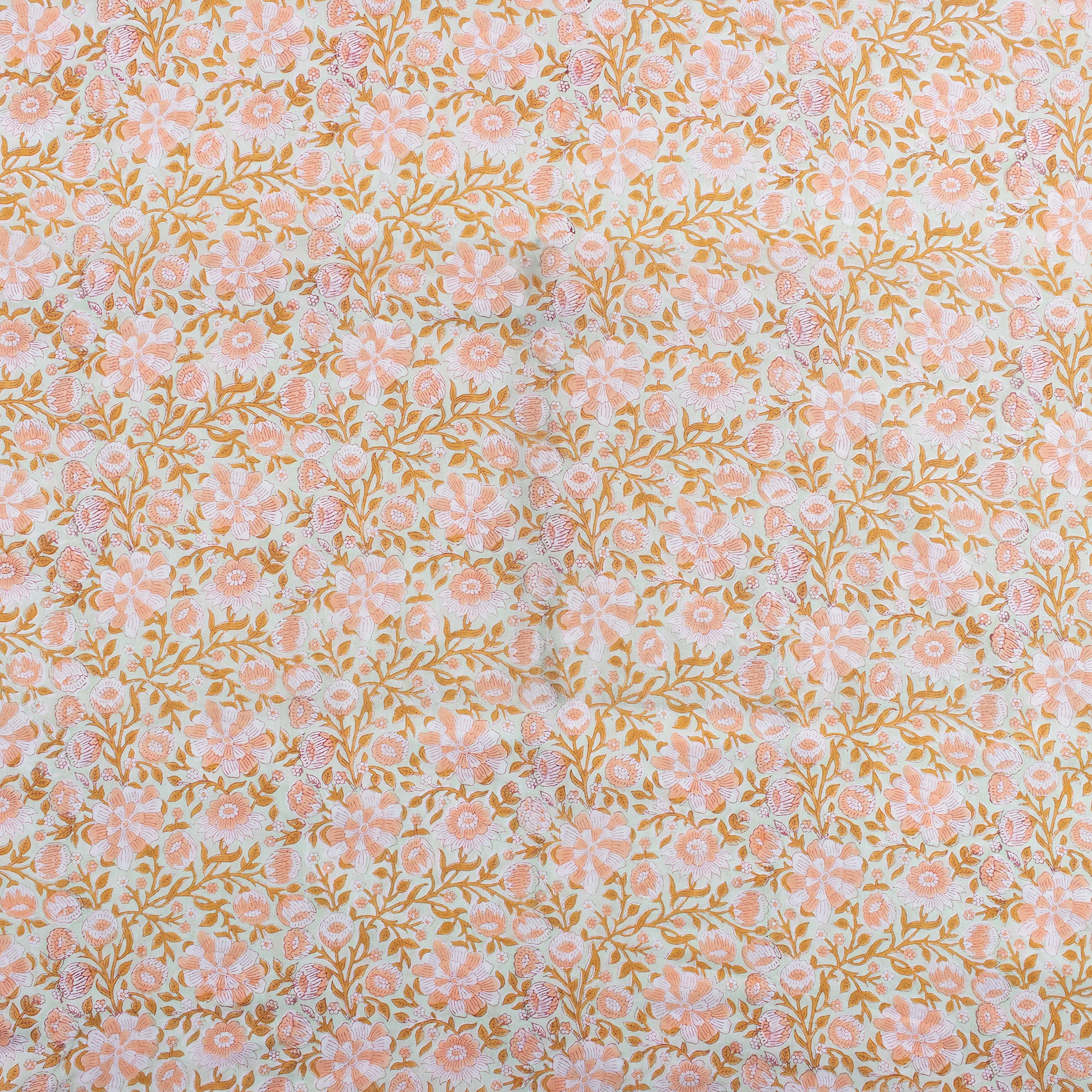 Hand Block Printed Floral Cotton Fabric - Image 3