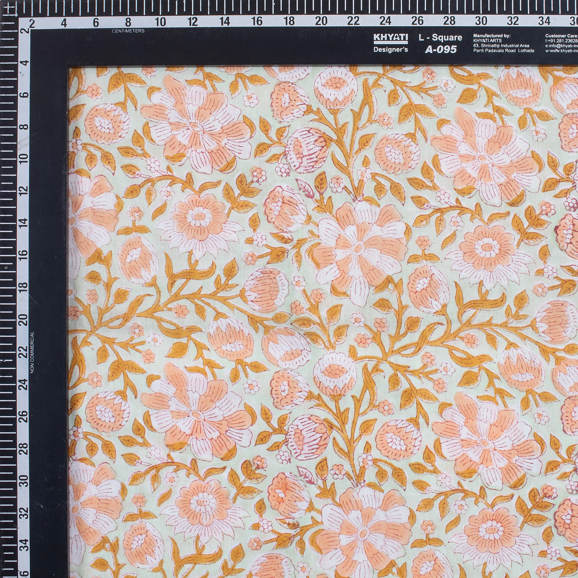 Hand Block Printed Floral Cotton Fabric - Image 4