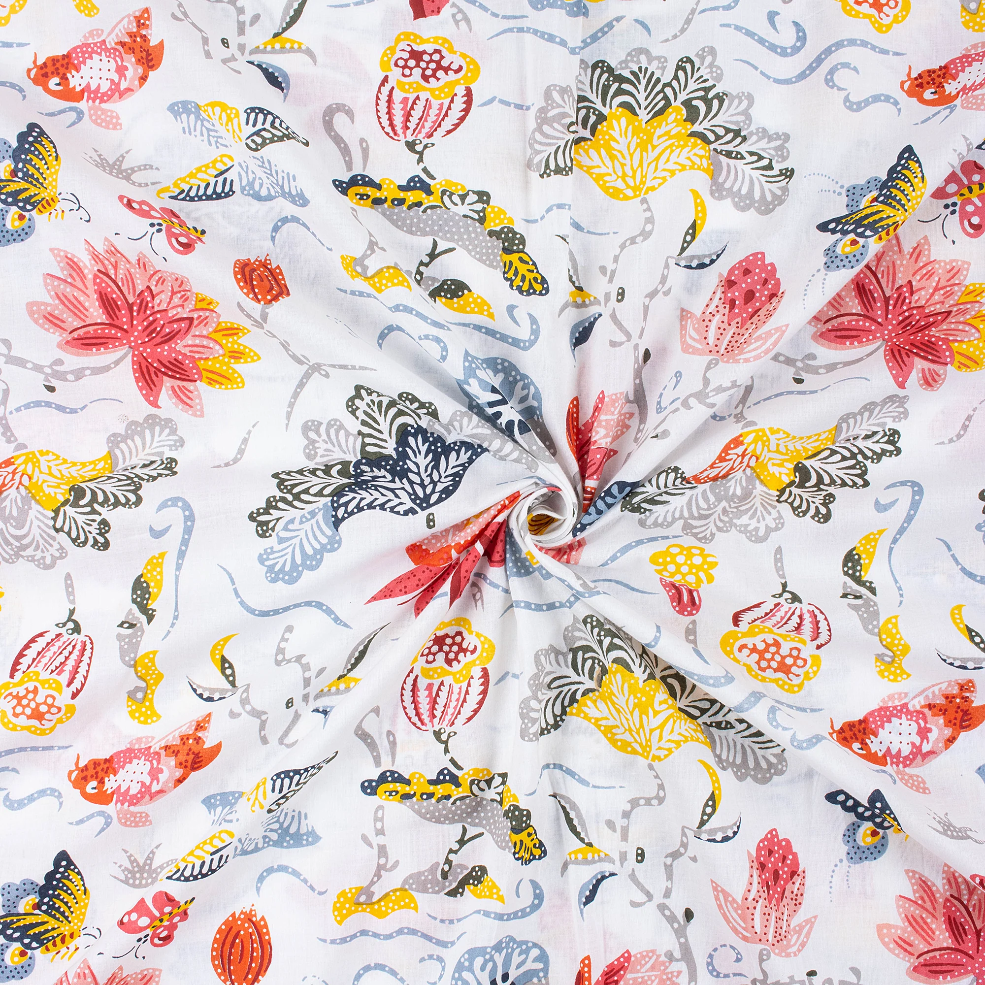 Sustainable Cotton Hand Block Multicolor Floral Printed Women's Dress Fabric - Image 3