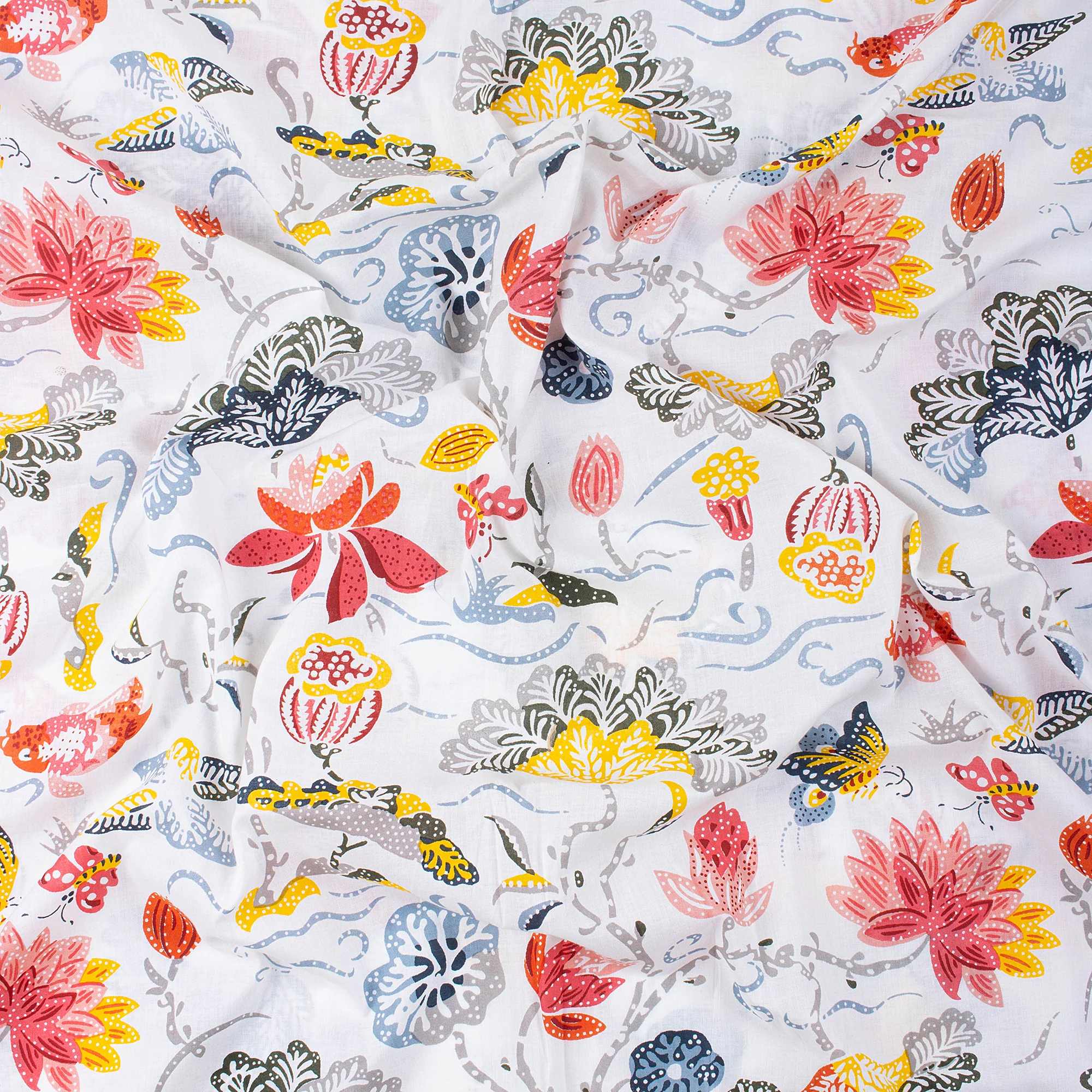 Sustainable Cotton Hand Block Multicolor Floral Printed Women's Dress Fabric - Image 4