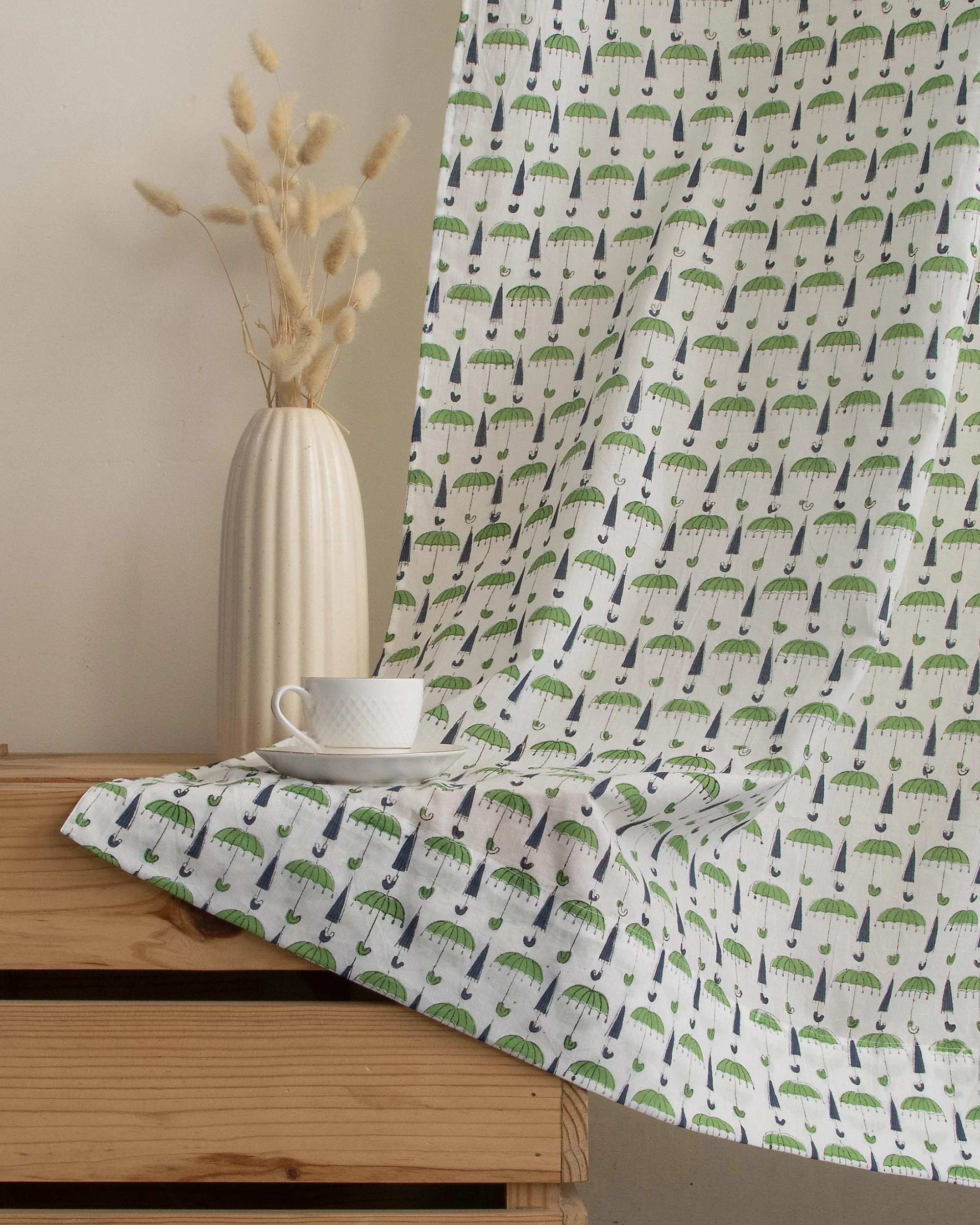Umbrella Block Printed Cotton for Window | Door | Living - Image 4