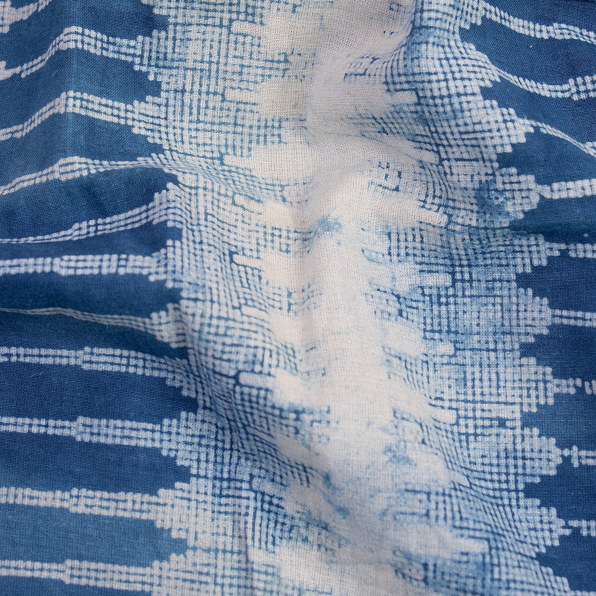 Luxury Indigo Blue Hand Printed Pure Cotton Quilted Fabric - Image 4