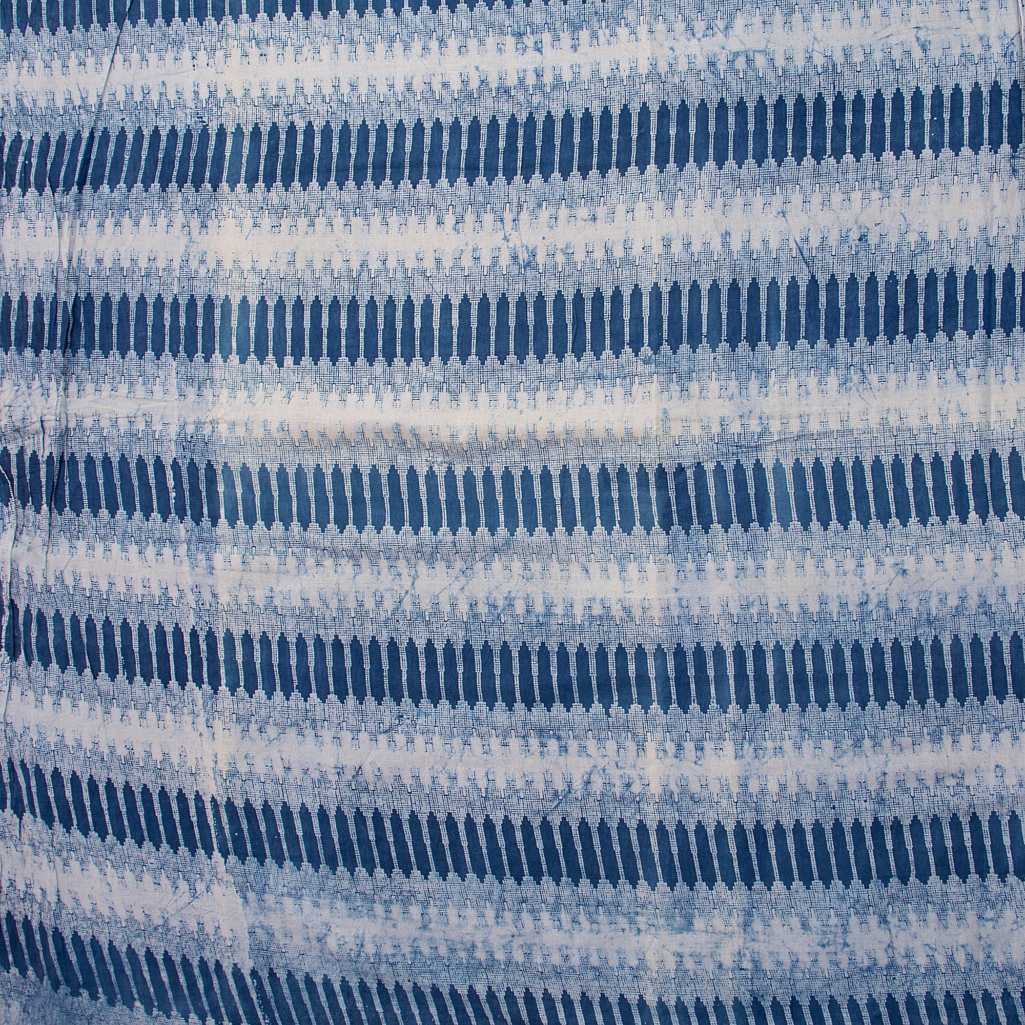 Luxury Indigo Blue Hand Printed Pure Cotton Quilted Fabric - Image 5