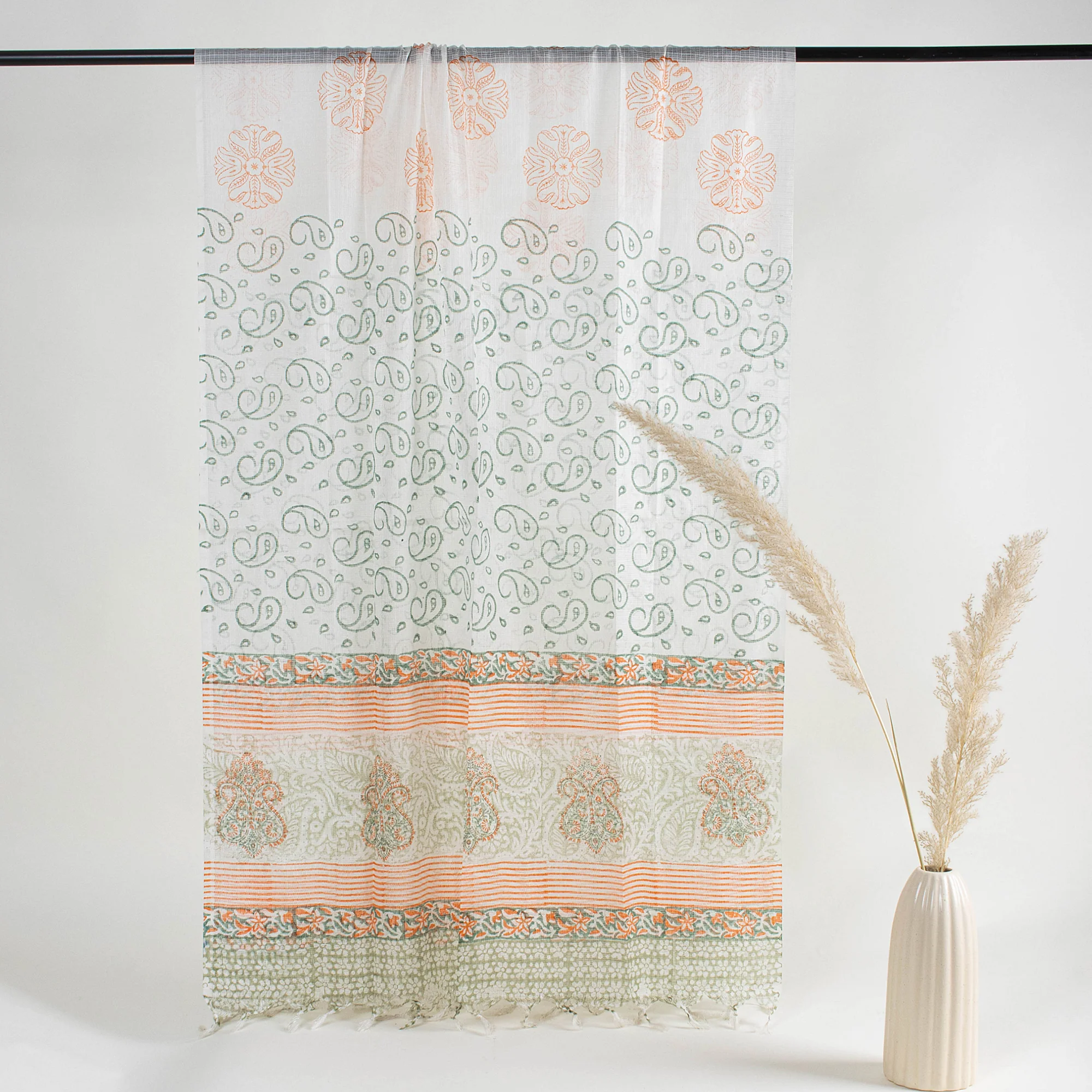 Handmade Printed Unstitched Suit Set Women Dress Kota Doria Dupatta - Image 3