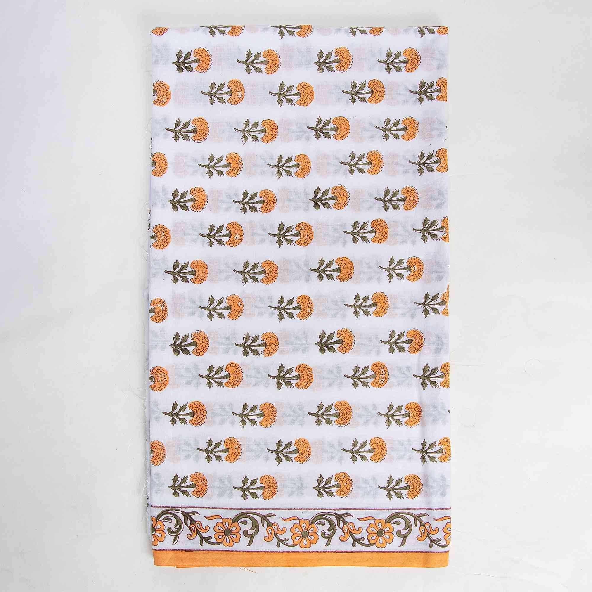 Hand Block paisley Printed Unstitched Suit Set Cotton Dupatta - Image 3