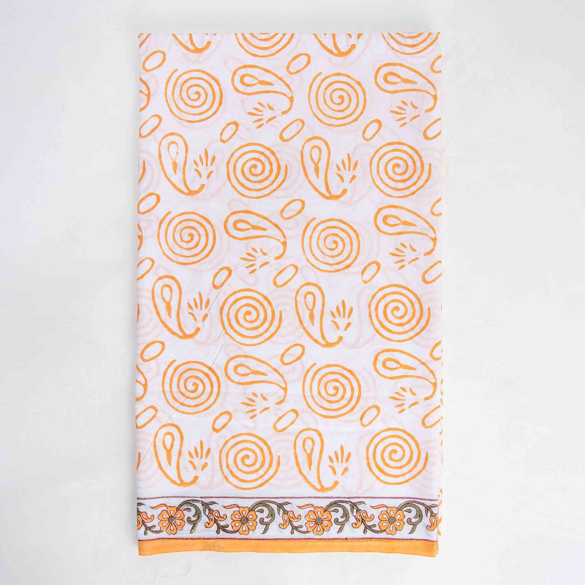 Hand Block paisley Printed Unstitched Suit Set Cotton Dupatta - Image 4