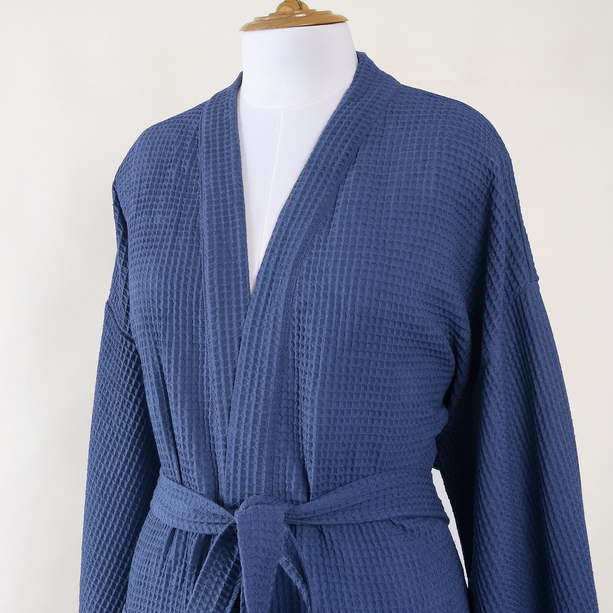 Unisex Solid Indian Handmade Cotton Bathrobe with Pockets - Image 3