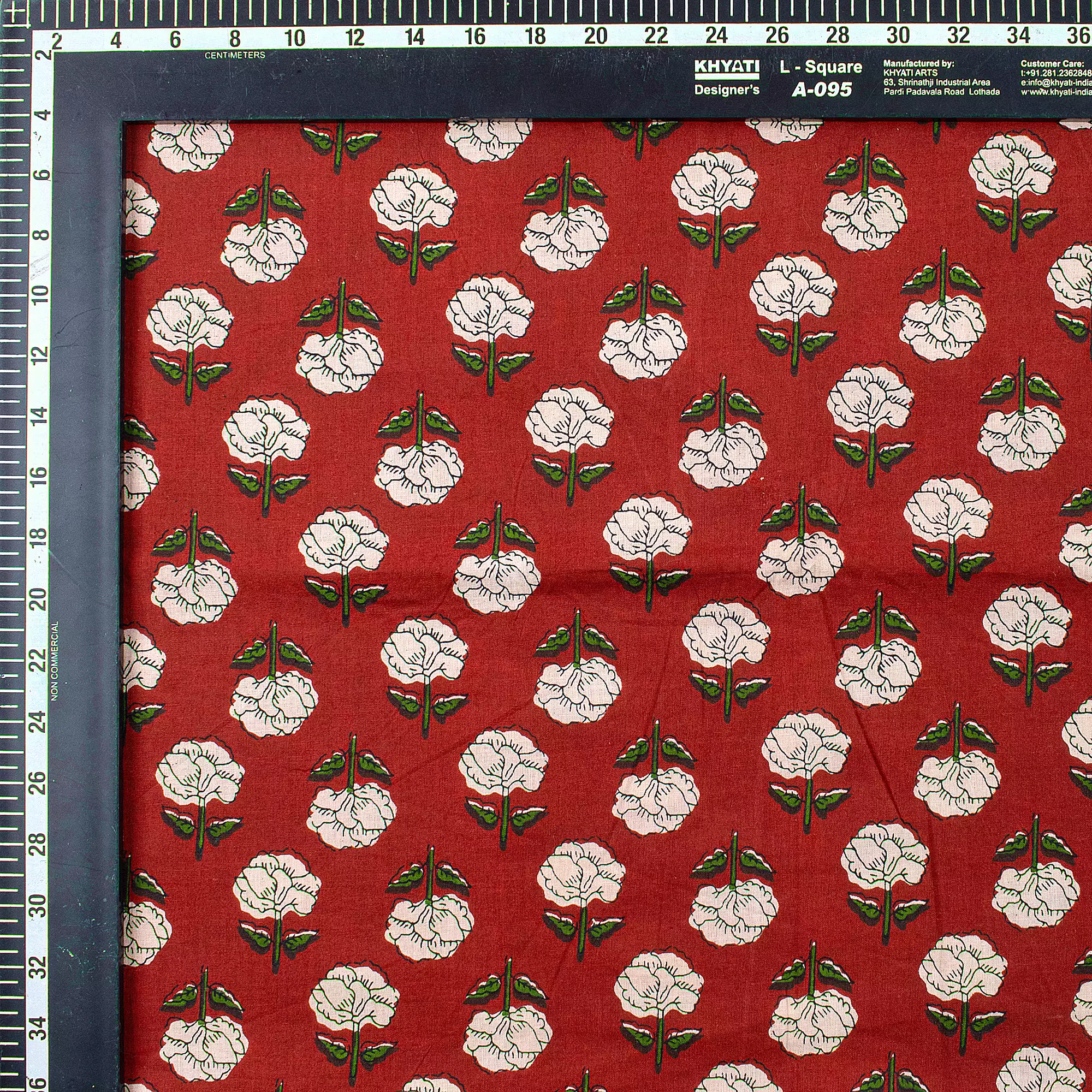 Floral Hand Block Bagru Printed Fabric - Image 3