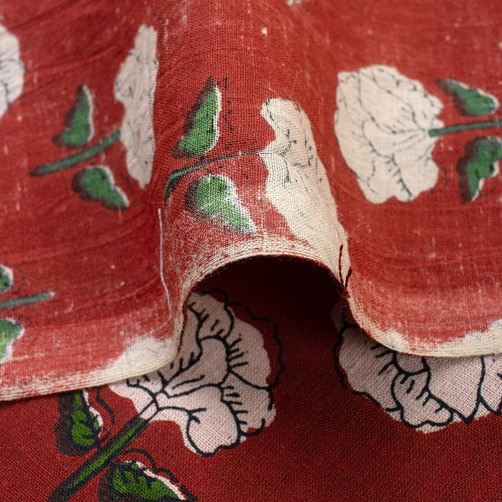 Floral Hand Block Bagru Printed Fabric - Image 4
