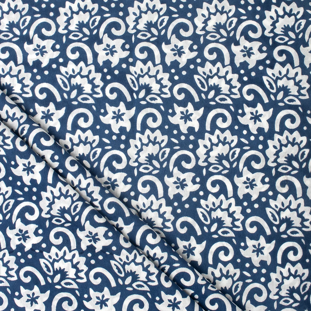 Floral Hand Block Print Cotton Fabric