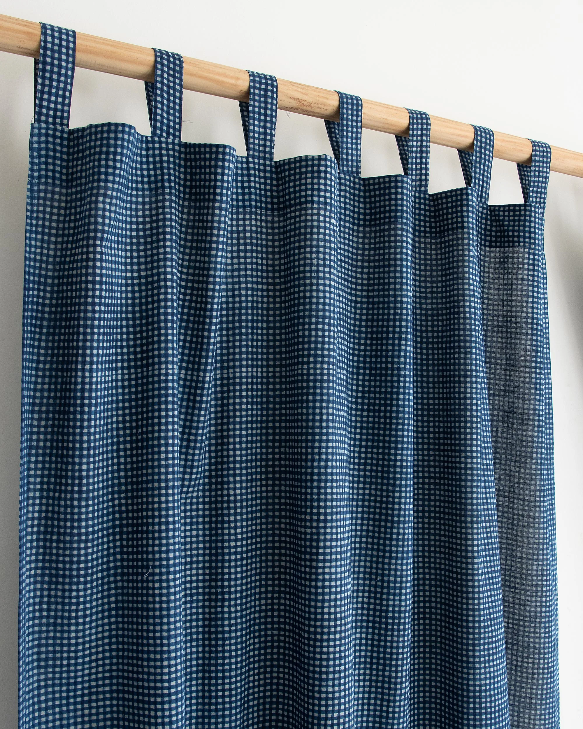 Shop White Gingham Check Block Printed Cotton Curtains