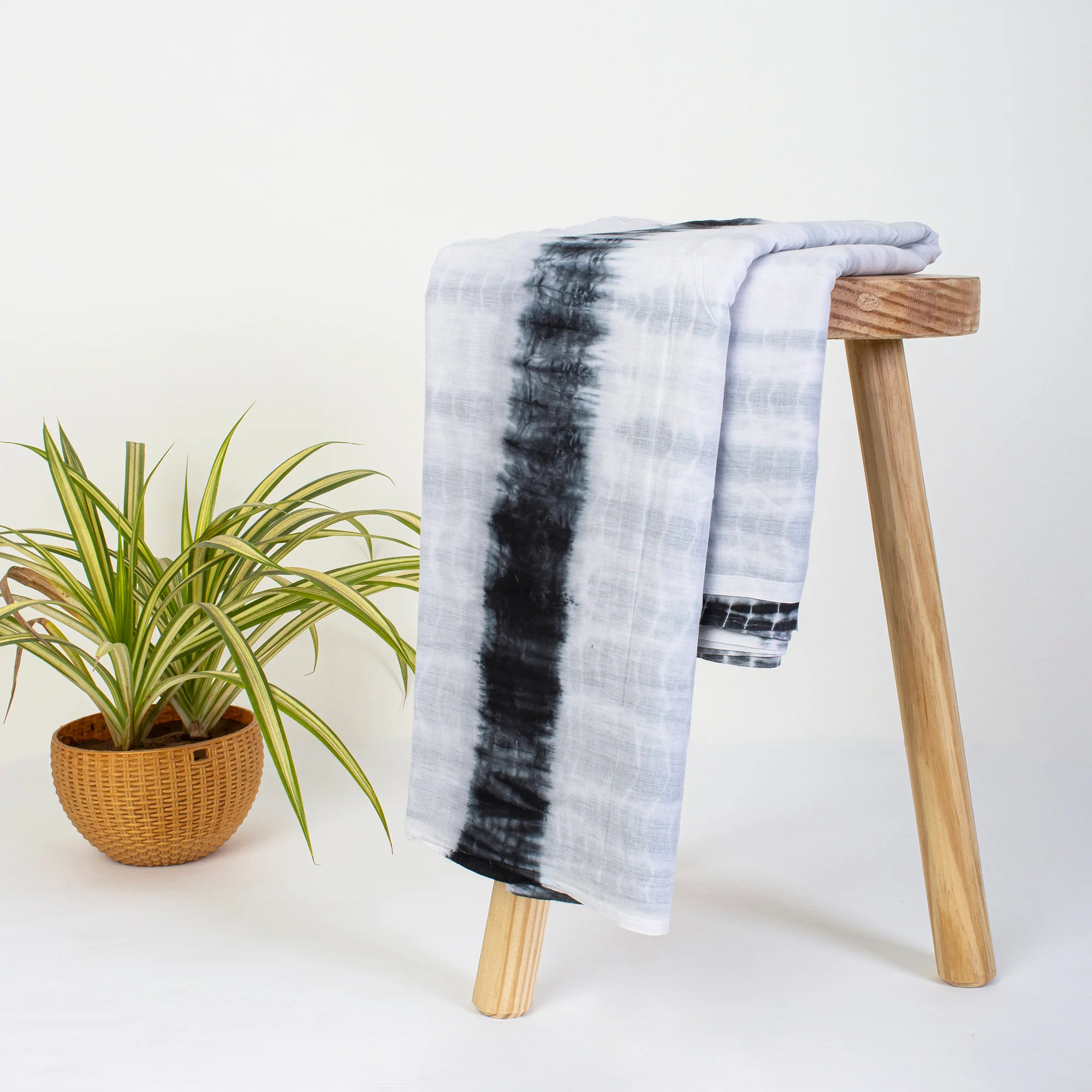 White Tie Dye Shibori Cotton Fabric