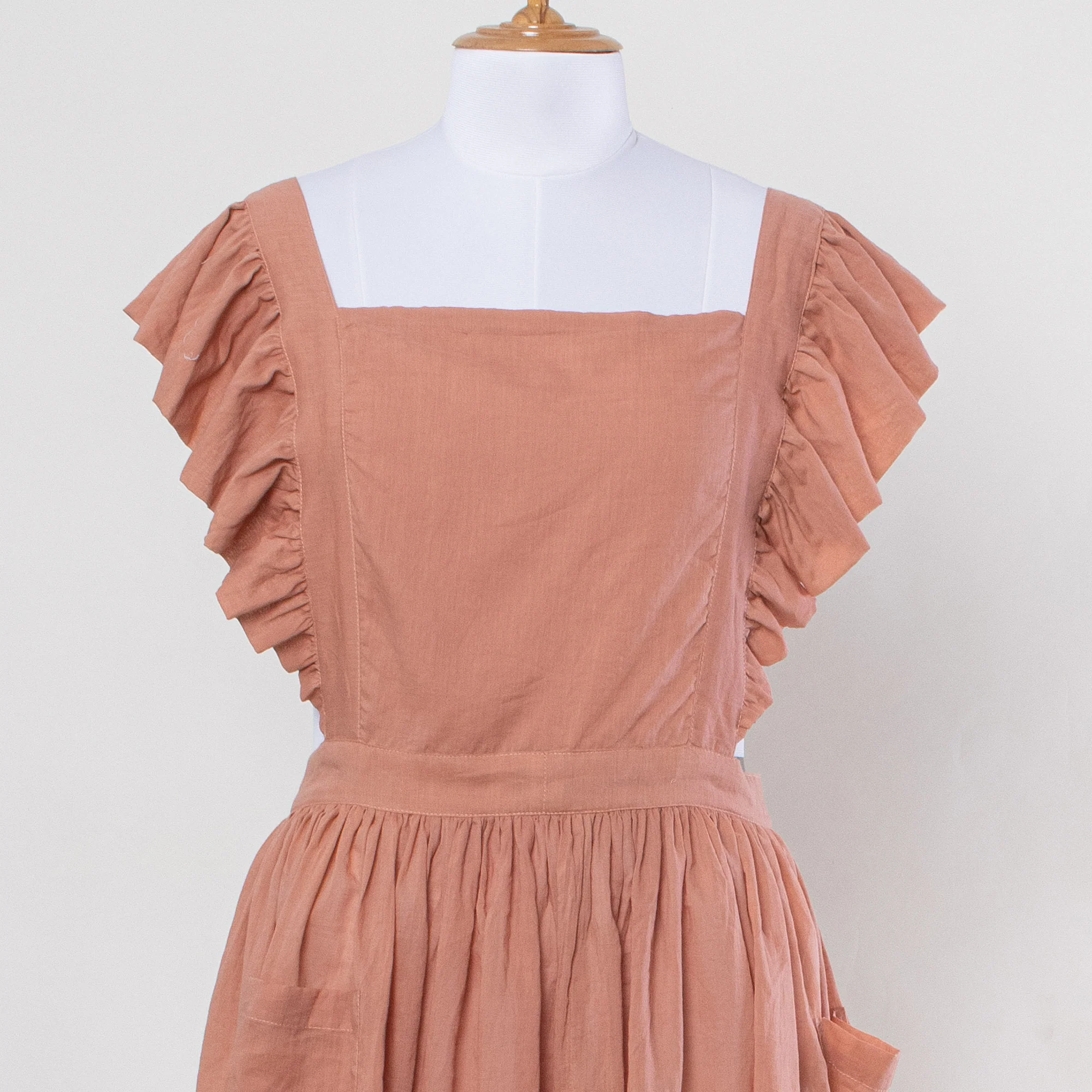 Stunning Solid Handmade Women Chef Apron Dress with Pockets - Image 3