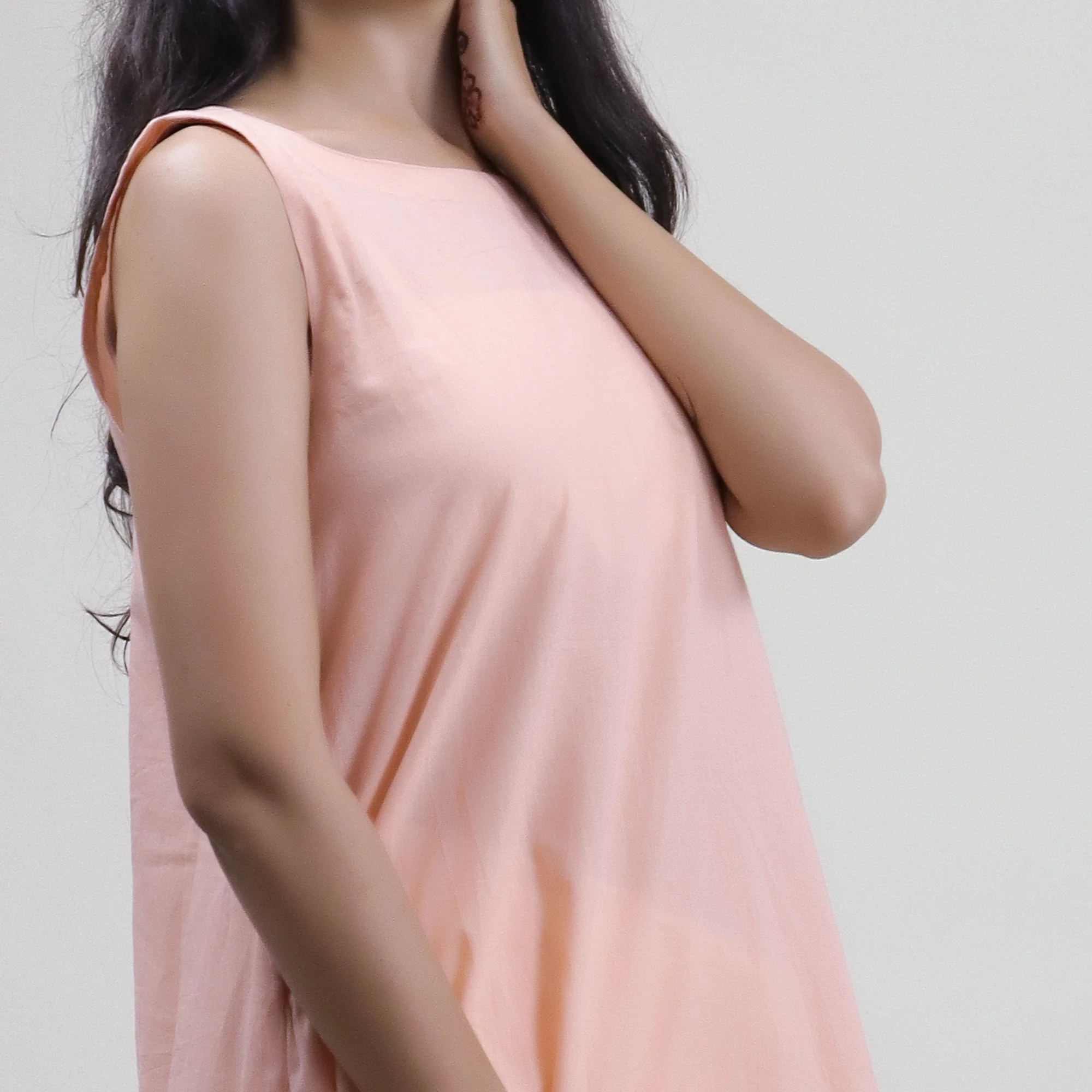 Women's Solid Hand Dyed Cotton Modern Midi Summer Dress - Image 6