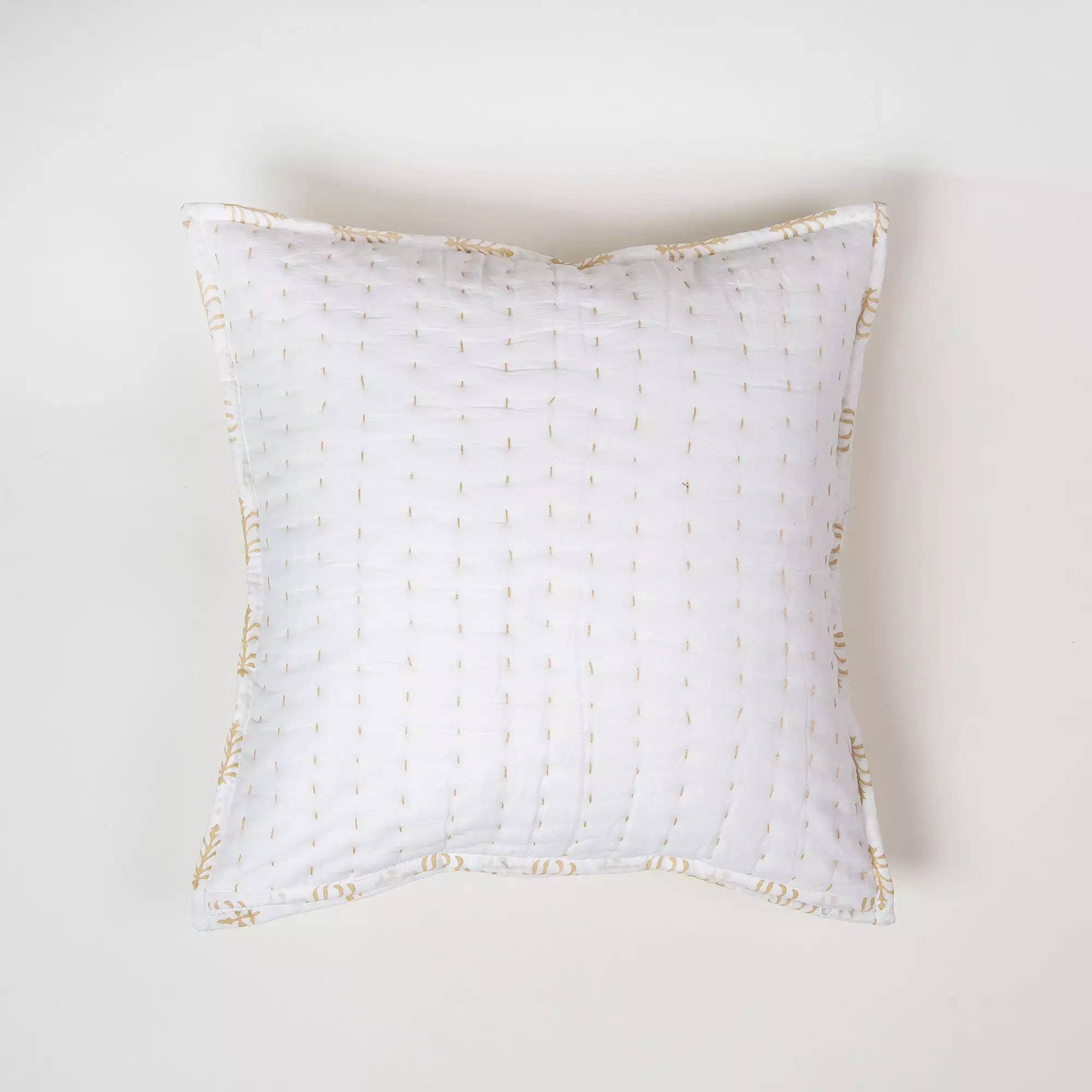 Yellow Booty Kantha Quilted Cushion Cover - Image 2