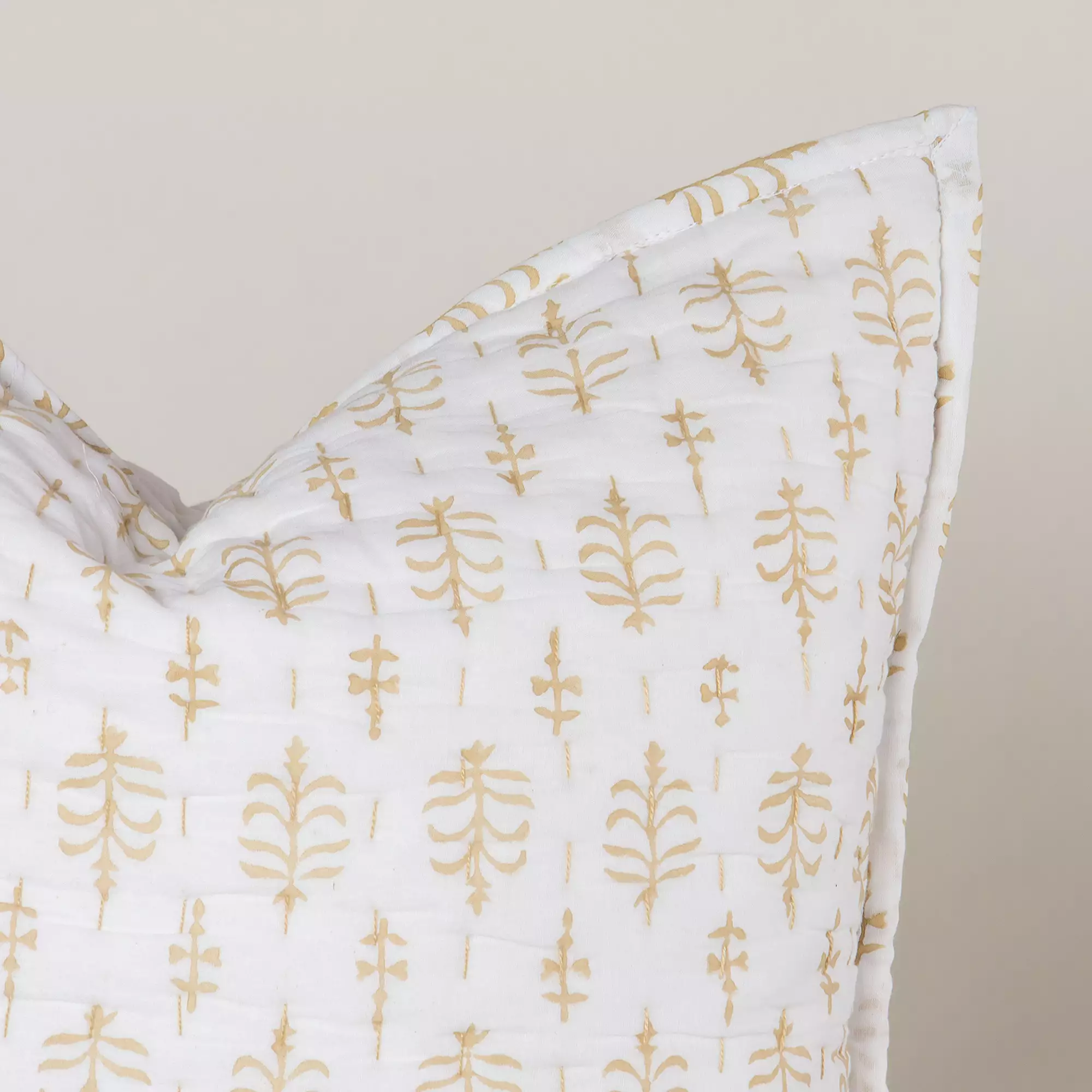 Yellow Booty Kantha Quilted Cushion Cover - Image 4