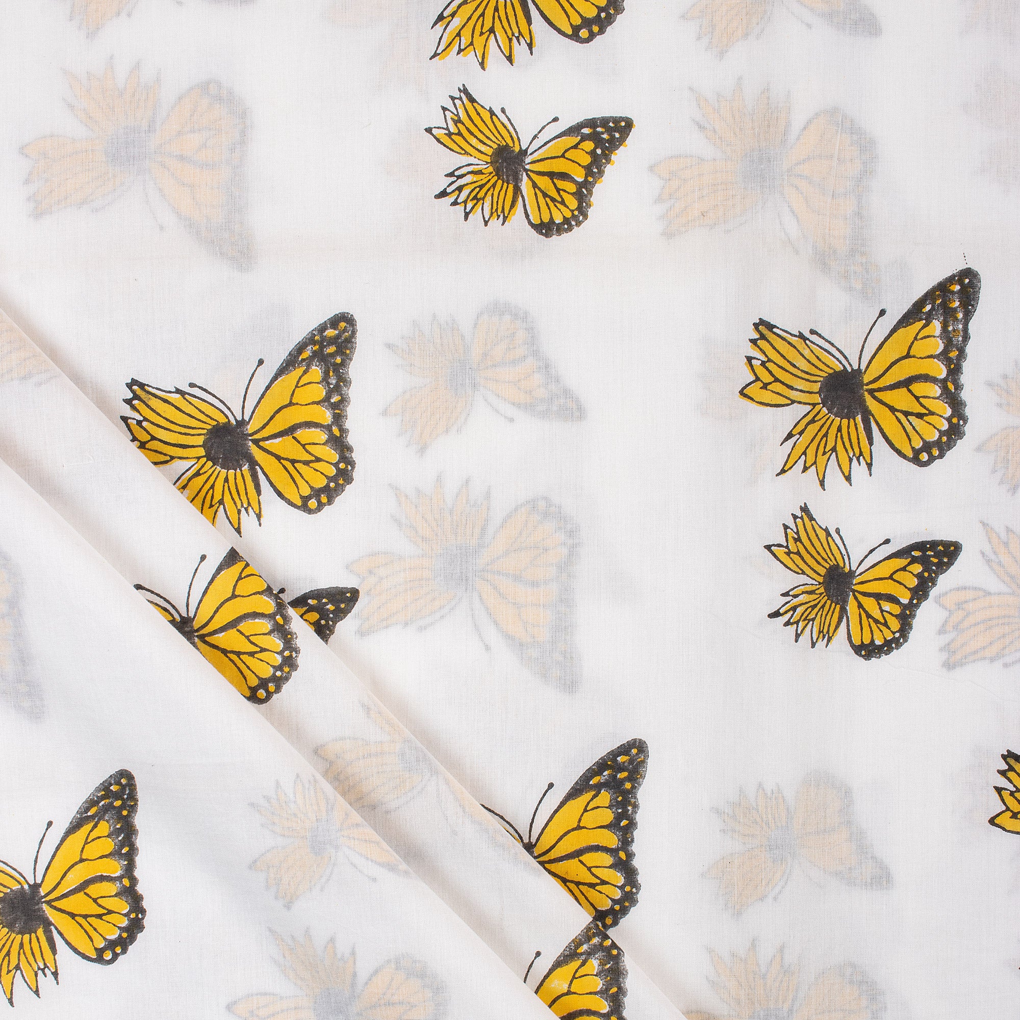 Butterfly Indian Hand Block Fabric Material