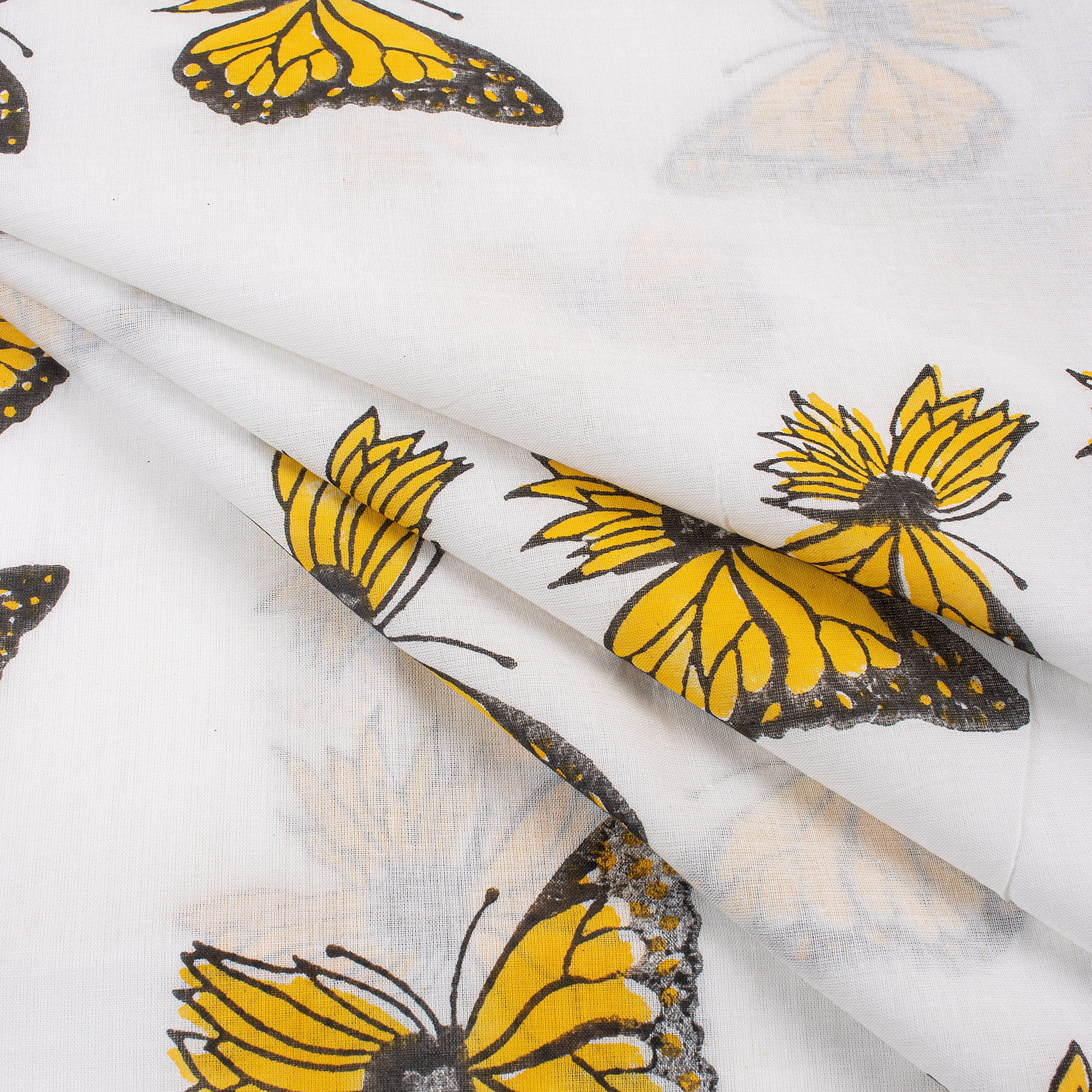 Butterfly Indian Hand Block Fabric Material - Image 2