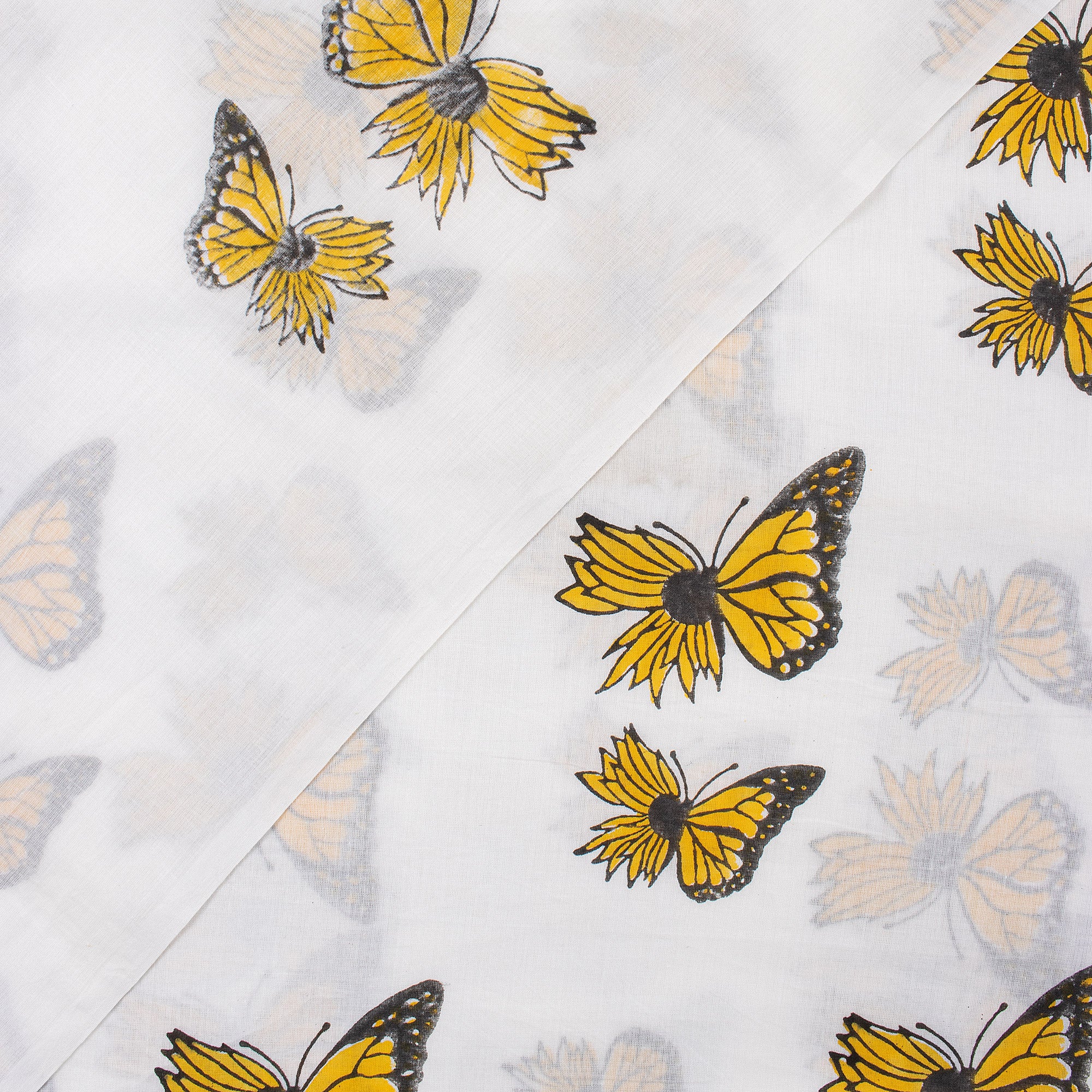 Butterfly Indian Hand Block Fabric Material - Image 3