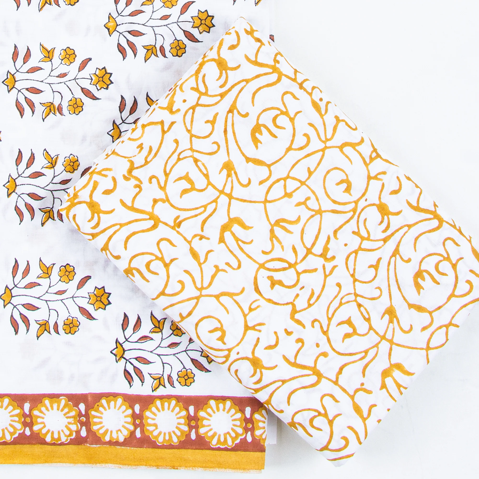 Hand Block Print Women salwar Suit Set Kota Doria Dupatta - Image 2