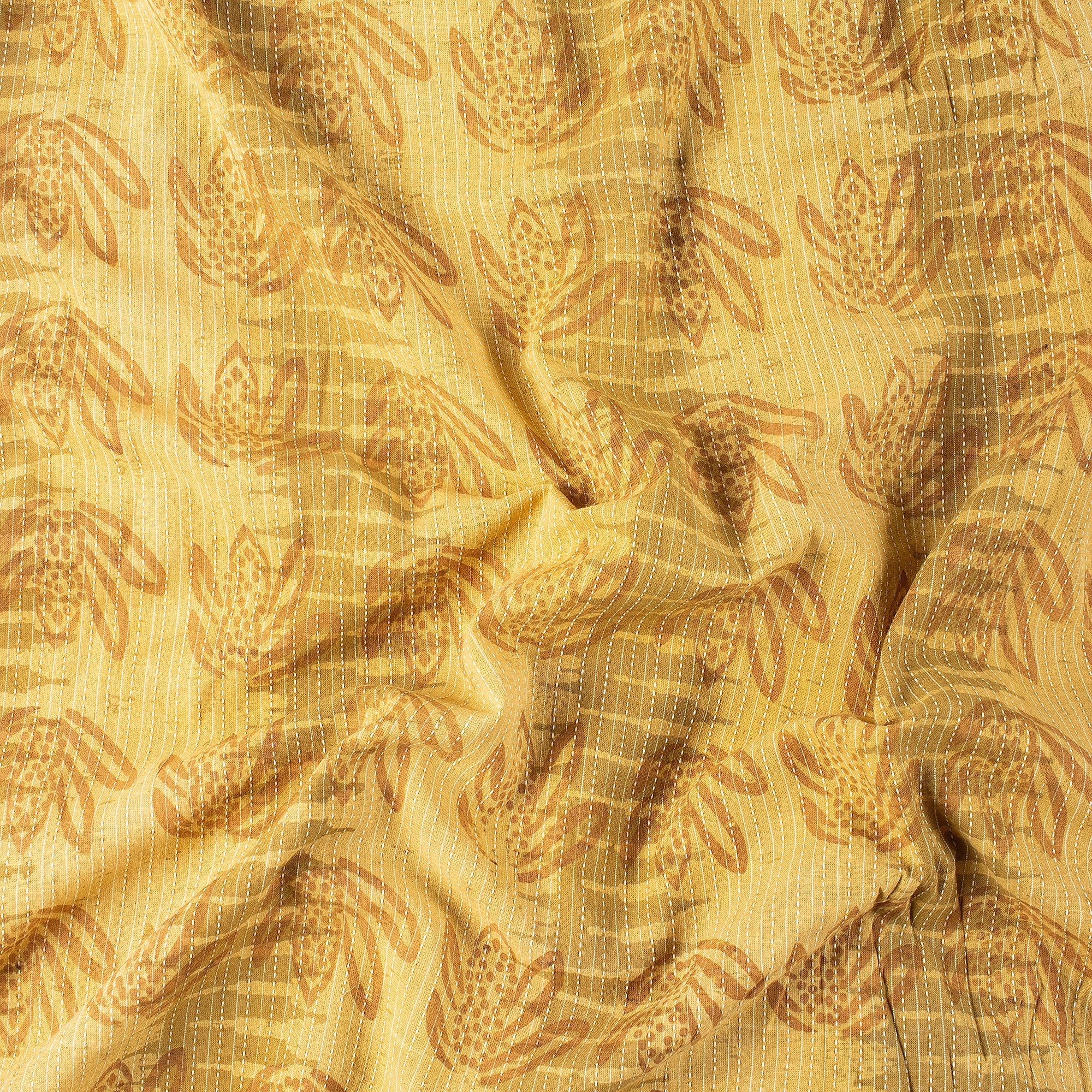 Dabu Pure Cotton Hand Block Printed Kantha Fabric - Image 5