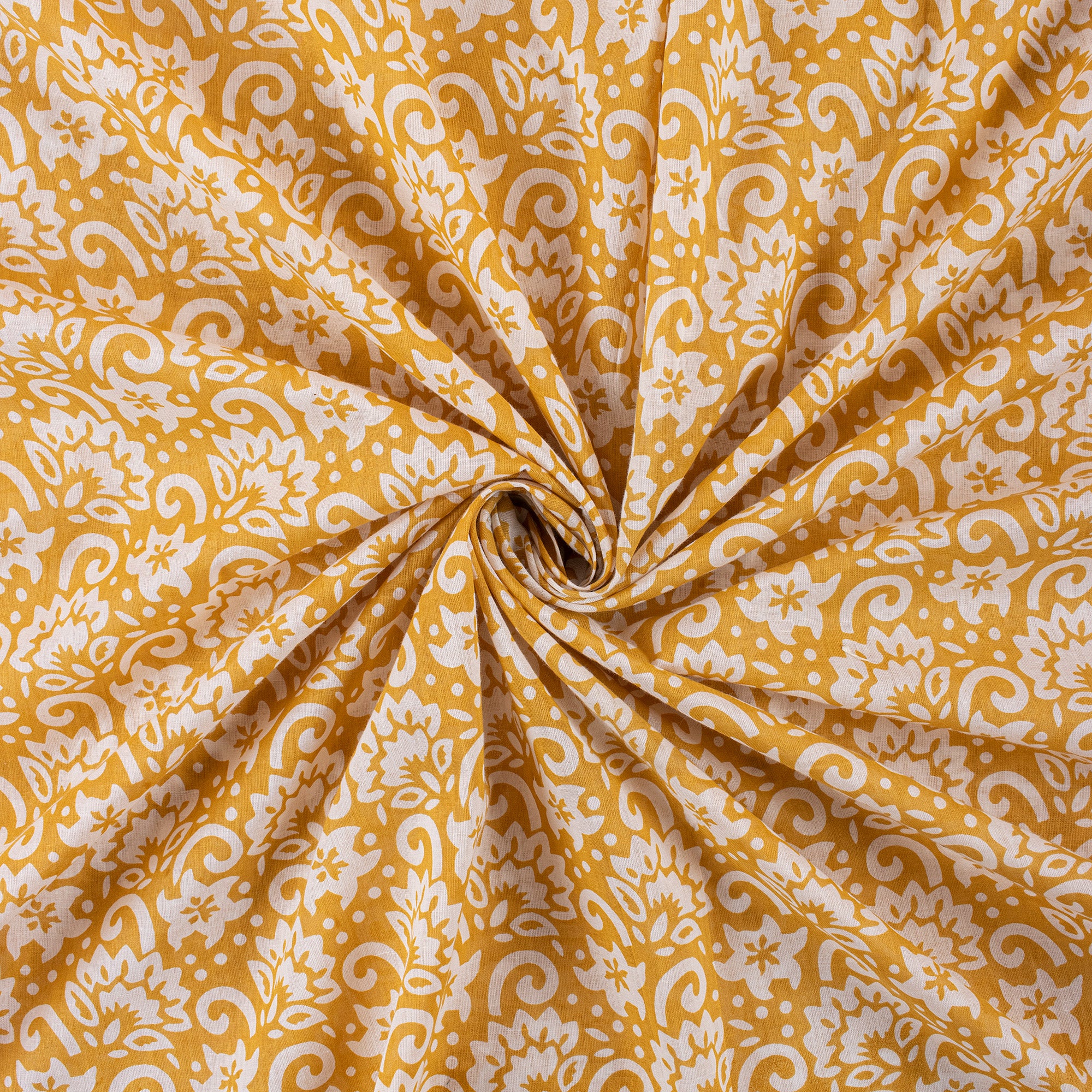 Floral Block Printed Indian Fabric - Image 2