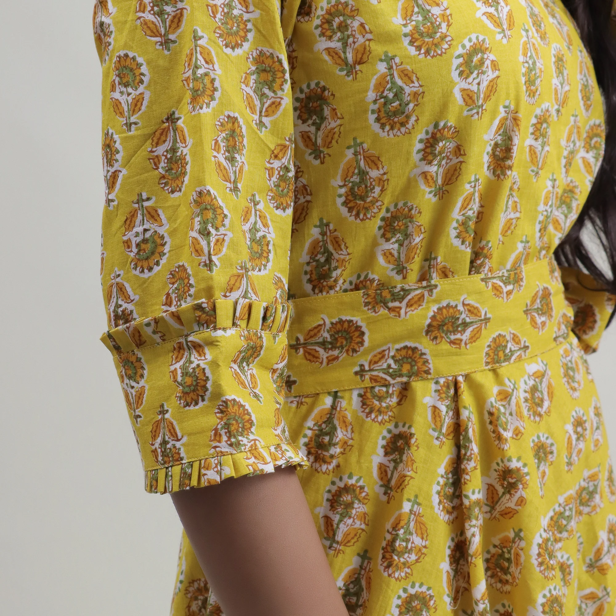 Floral Cotton Summer Midi Dress with Belt - Image 2