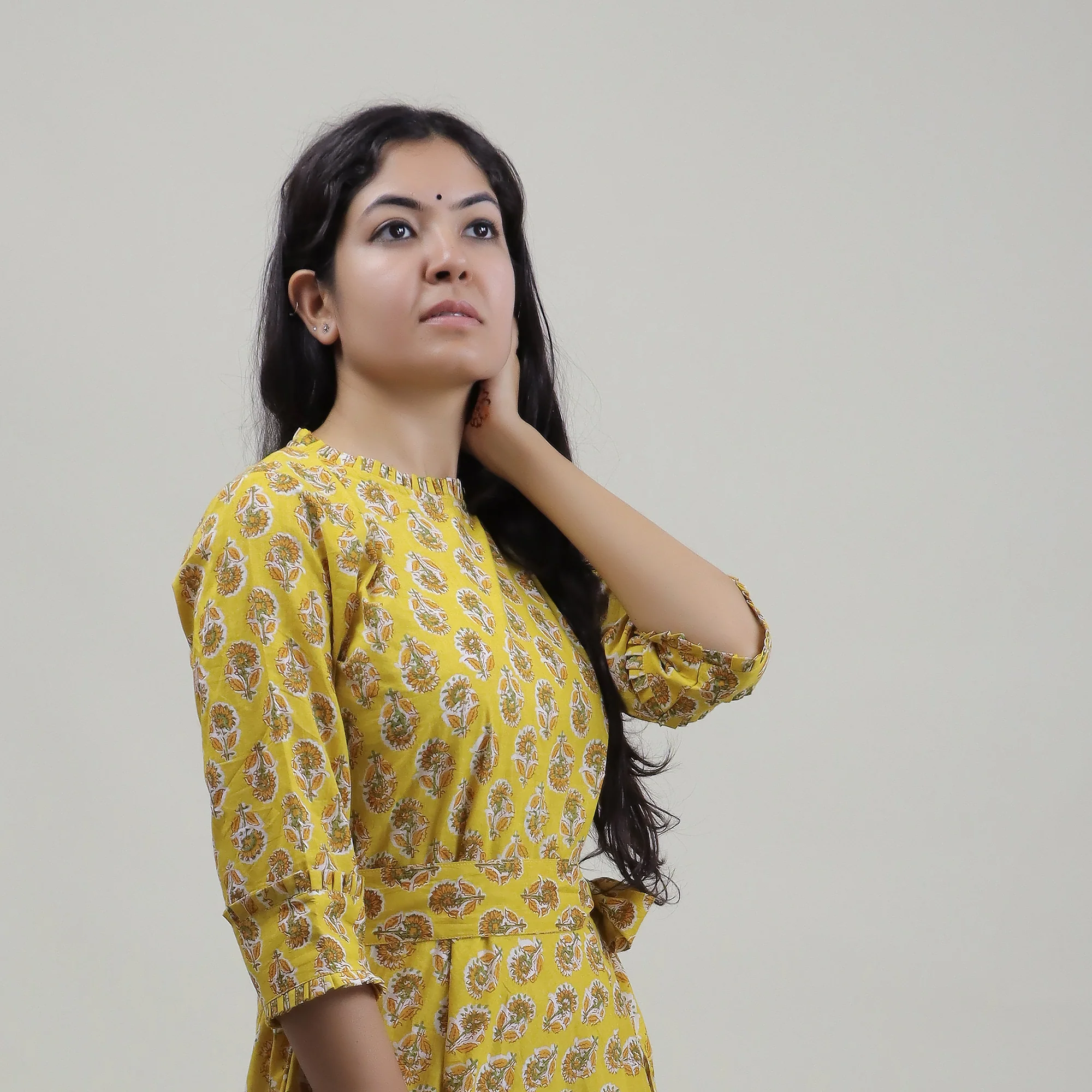 Floral Cotton Summer Midi Dress with Belt - Image 6