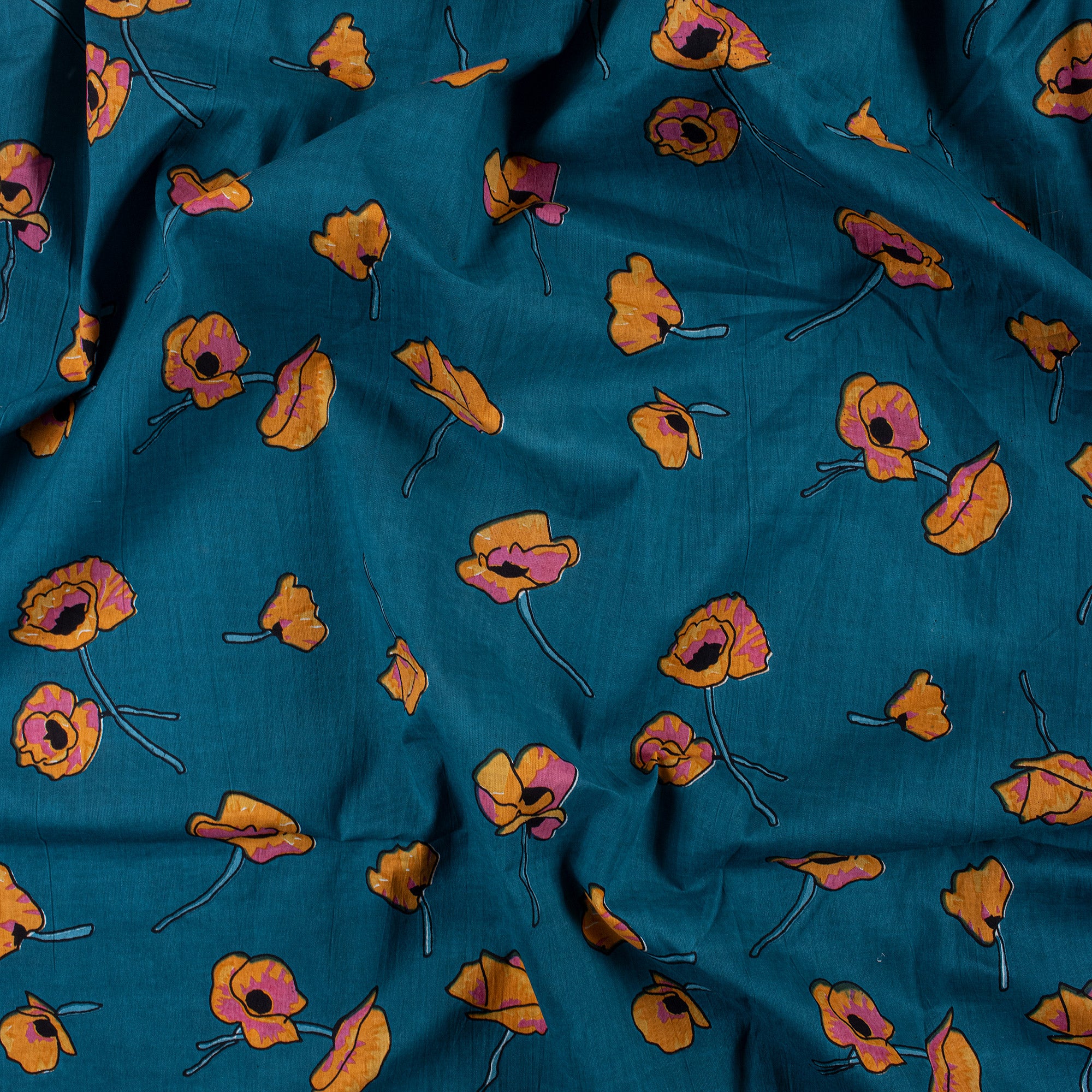 Floral Indian Hand Printed Pure Cotton Fabric - Image 4
