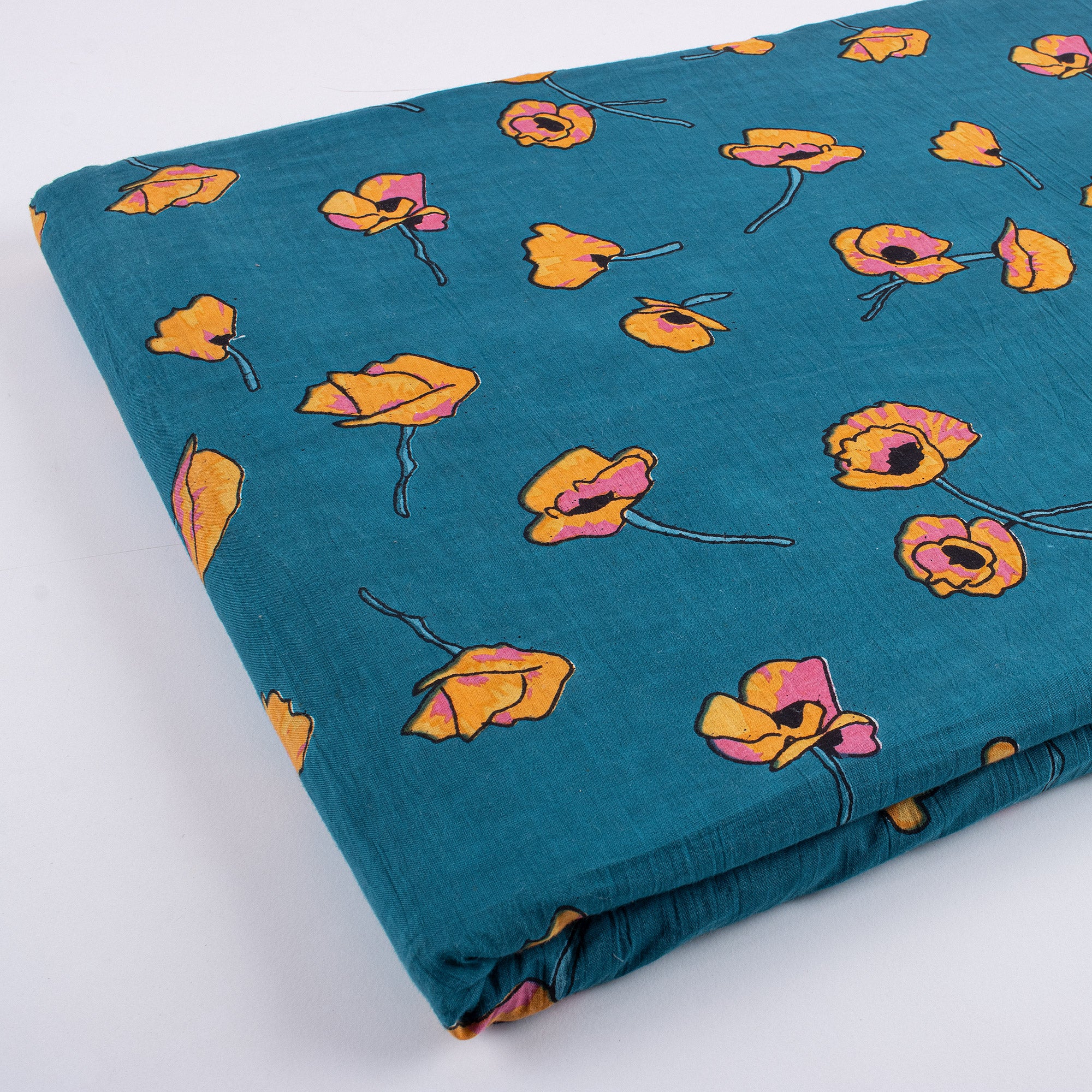 Floral Indian Hand Printed Pure Cotton Fabric - Image 5