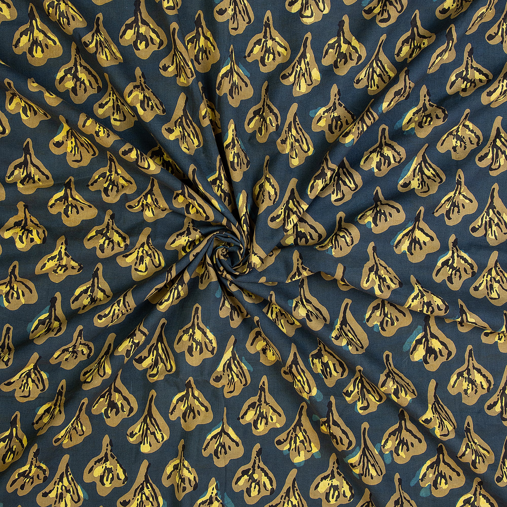 Floral Hand Block Print Dabu Textile Fabric - Image 4