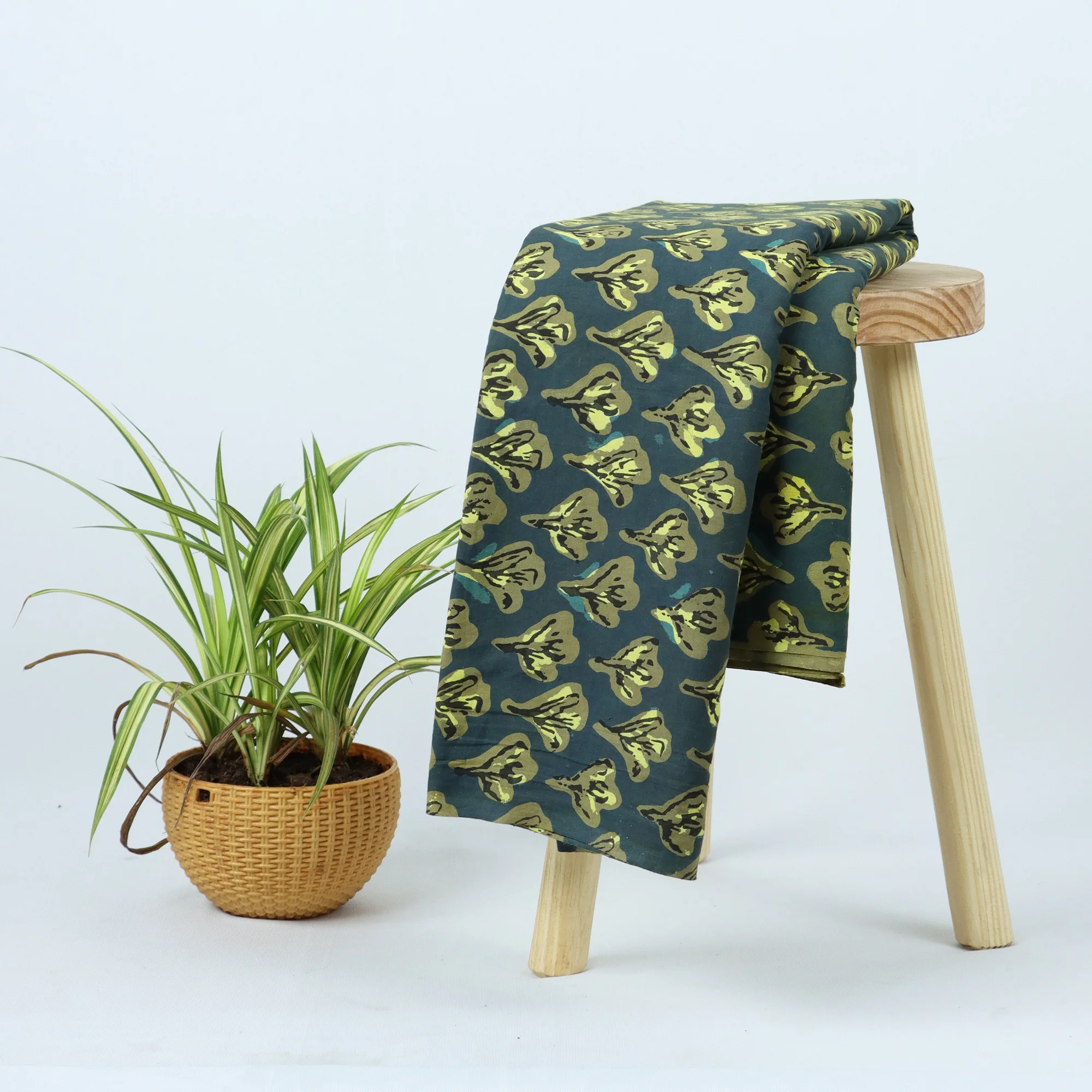Floral Hand Block Print Dabu Textile Fabric - Image 5