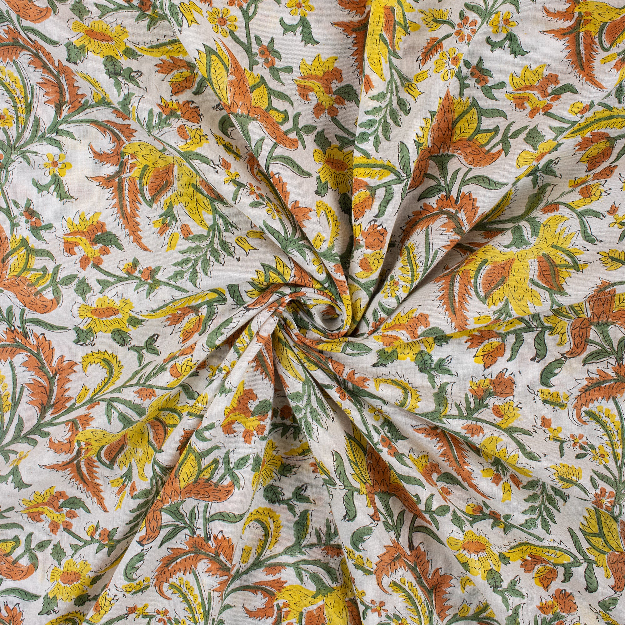 Floral Hand Block Print Fabric for Summer Dress - Image 2