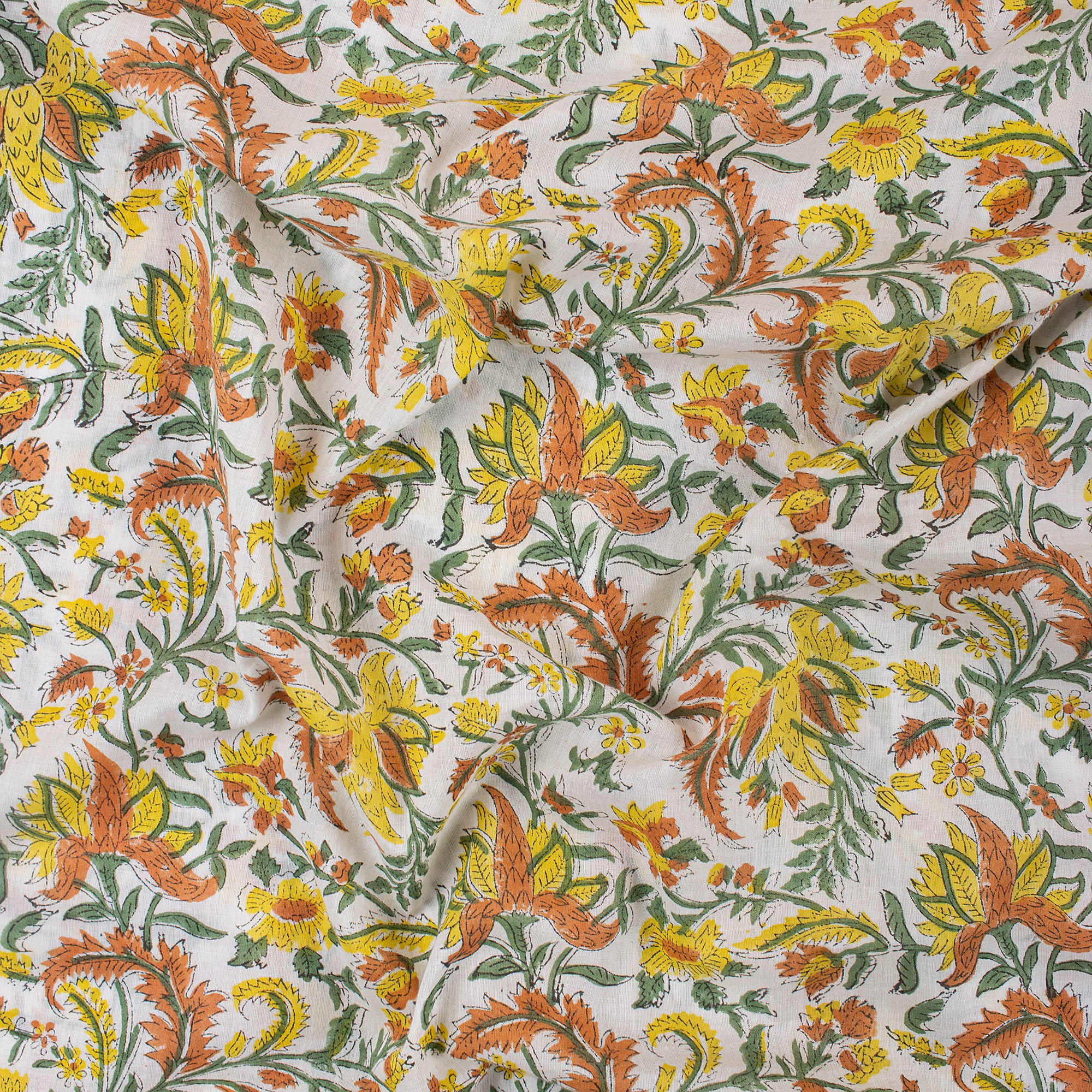 Floral Hand Block Print Fabric for Summer Dress - Image 3