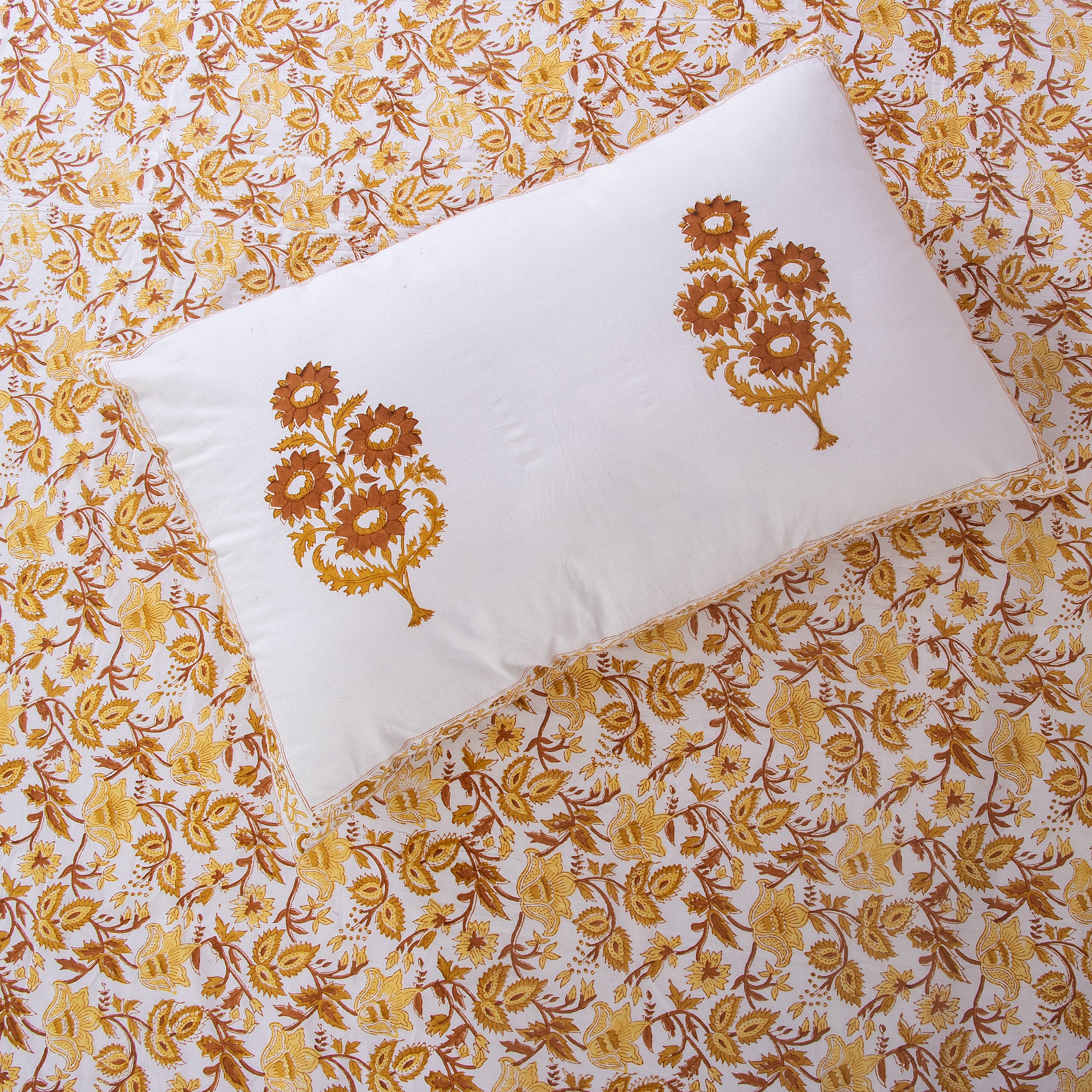 Floral Hand Block Printed Cotton BedSheet - Image 3