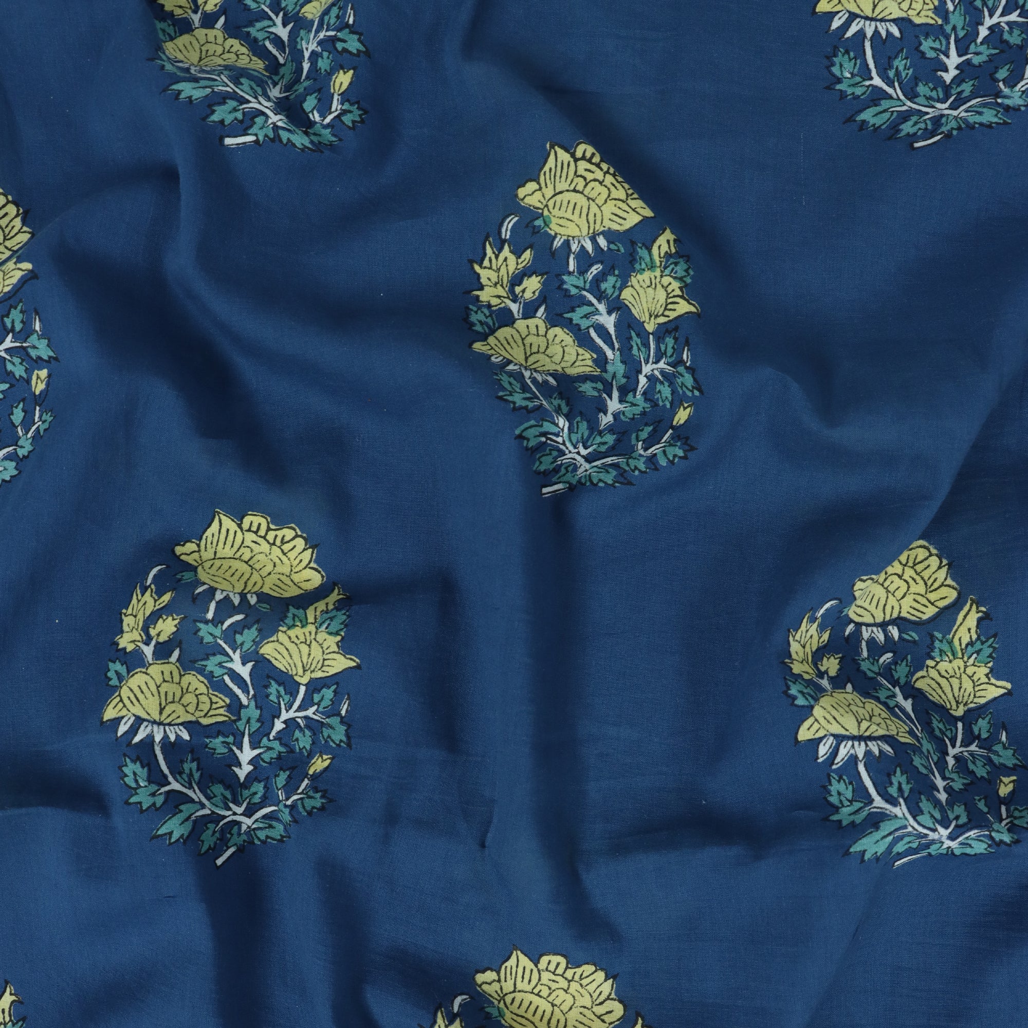 Floral Indian Hand Block Pirnted Dabu Fabric - Image 4
