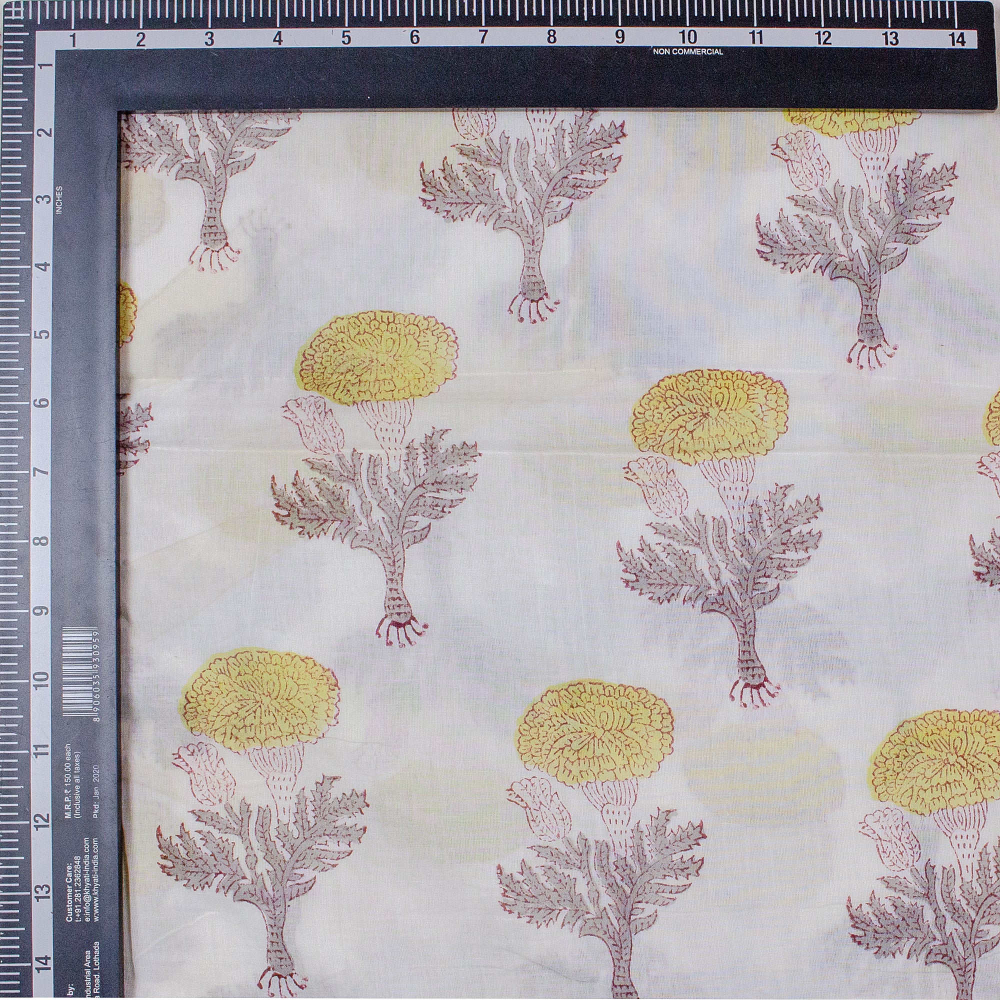 Stunning Hand Printed Floral Indian Light weighted Mud Blocked Cotton Fabric - Image 2