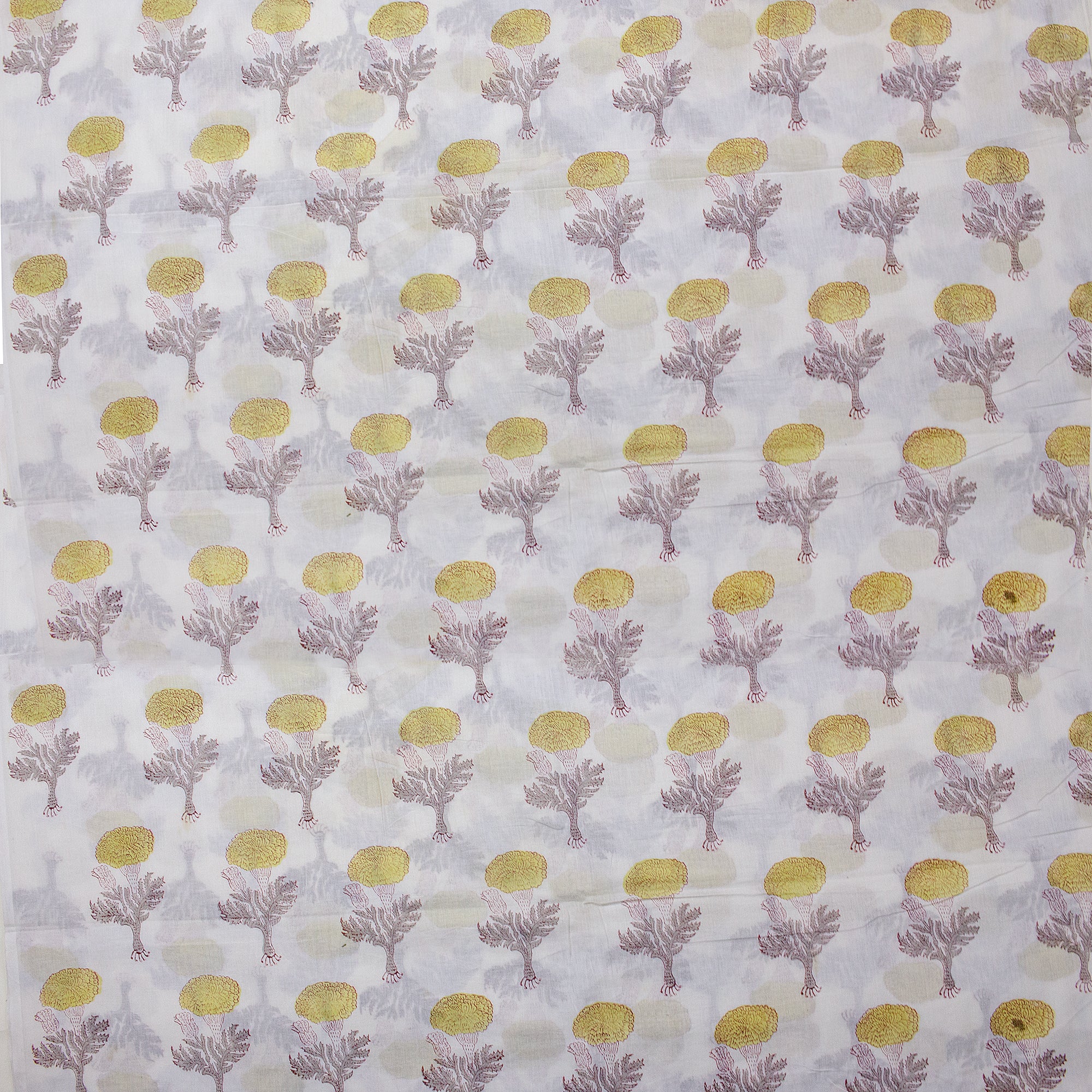 Stunning Hand Printed Floral Indian Light weighted Mud Blocked Cotton Fabric - Image 3