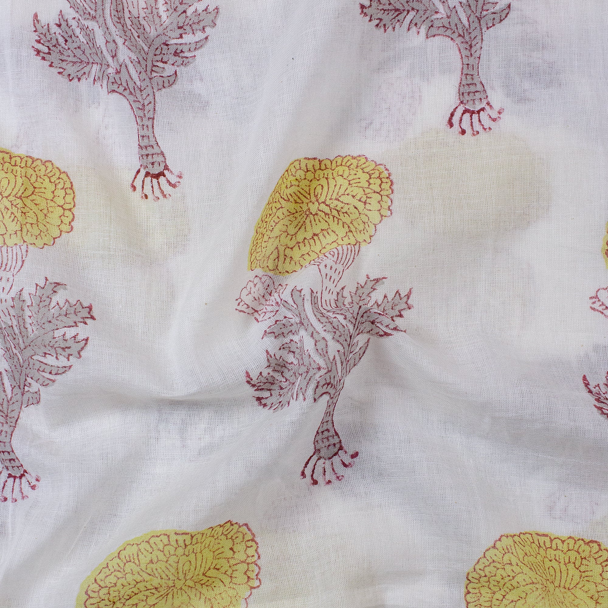 Stunning Hand Printed Floral Indian Light weighted Mud Blocked Cotton Fabric - Image 4