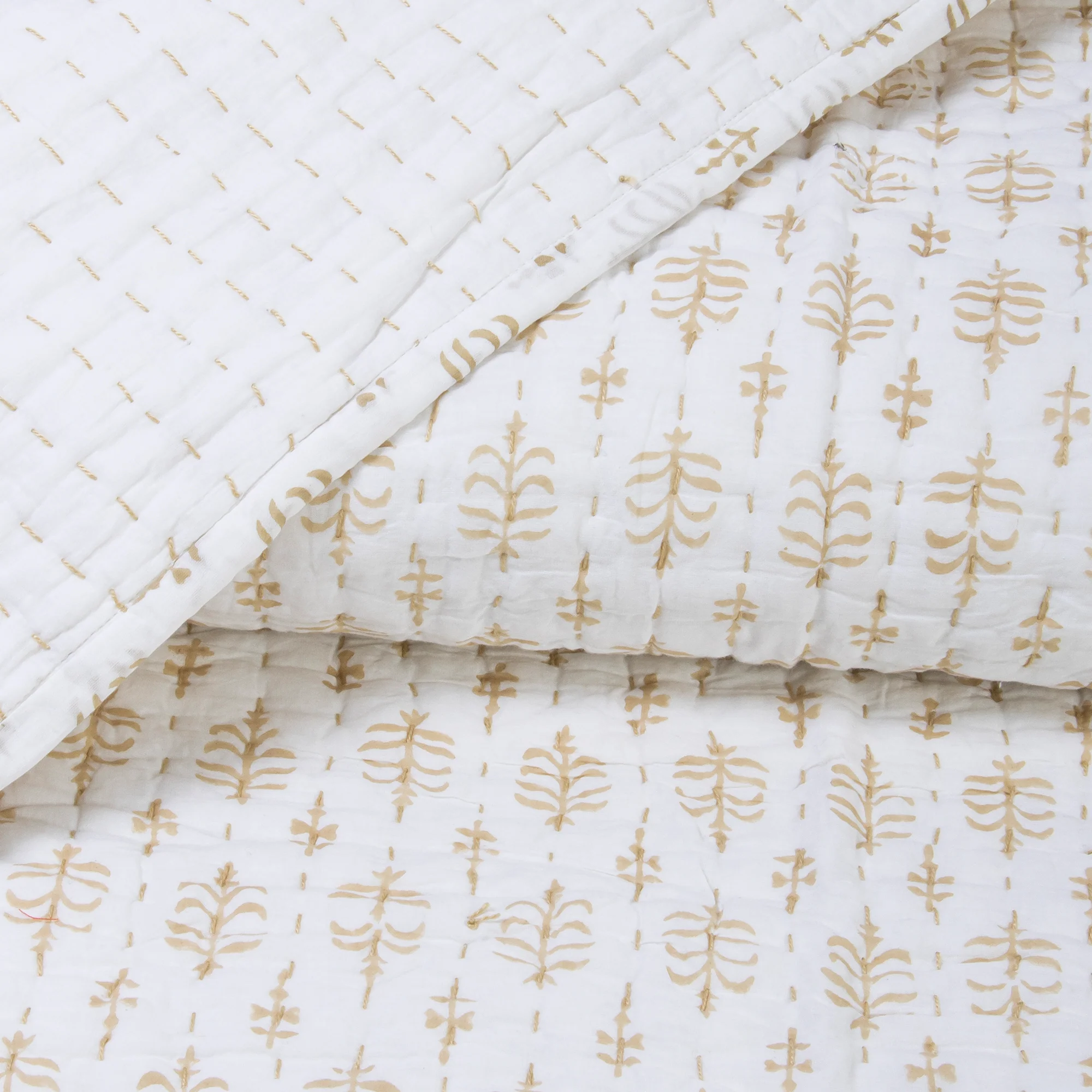 Decorative Hand Stitched Buti Print Light weight Cotton Kantha Quilts - Image 5