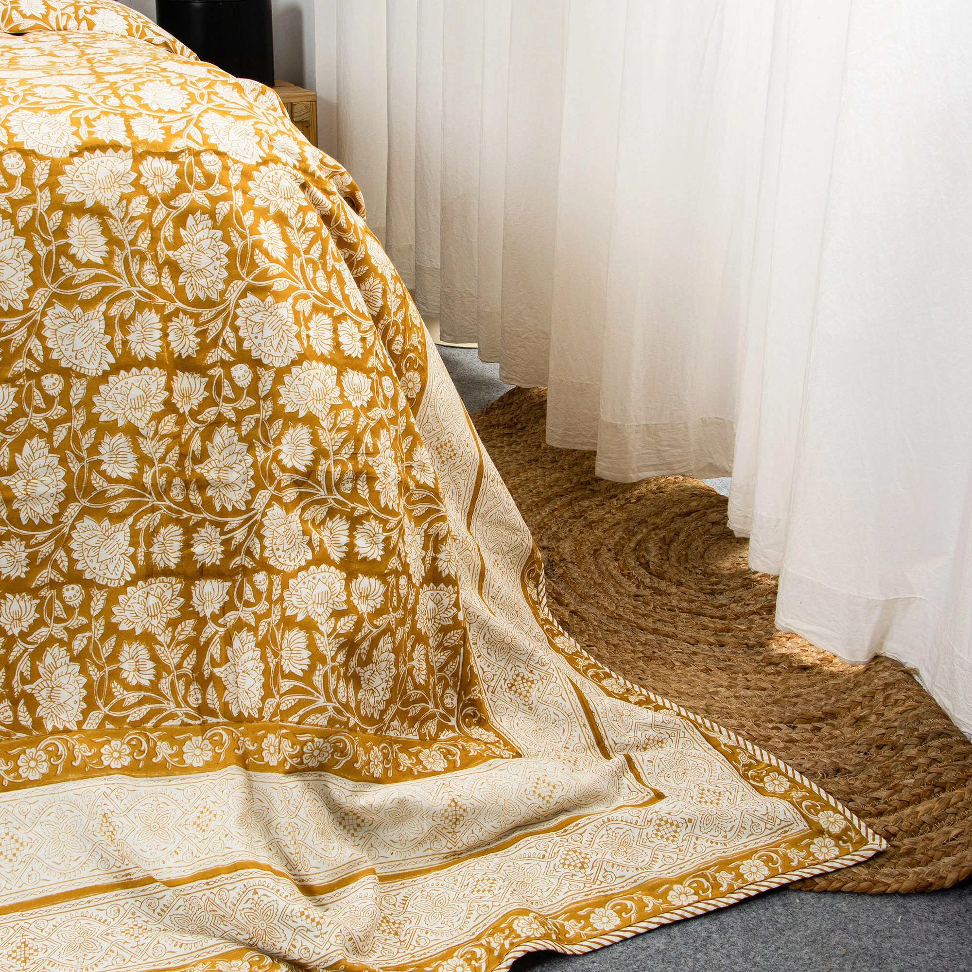 Hand Block Printed Reversible Cotton Dohar Blankets - Image 4