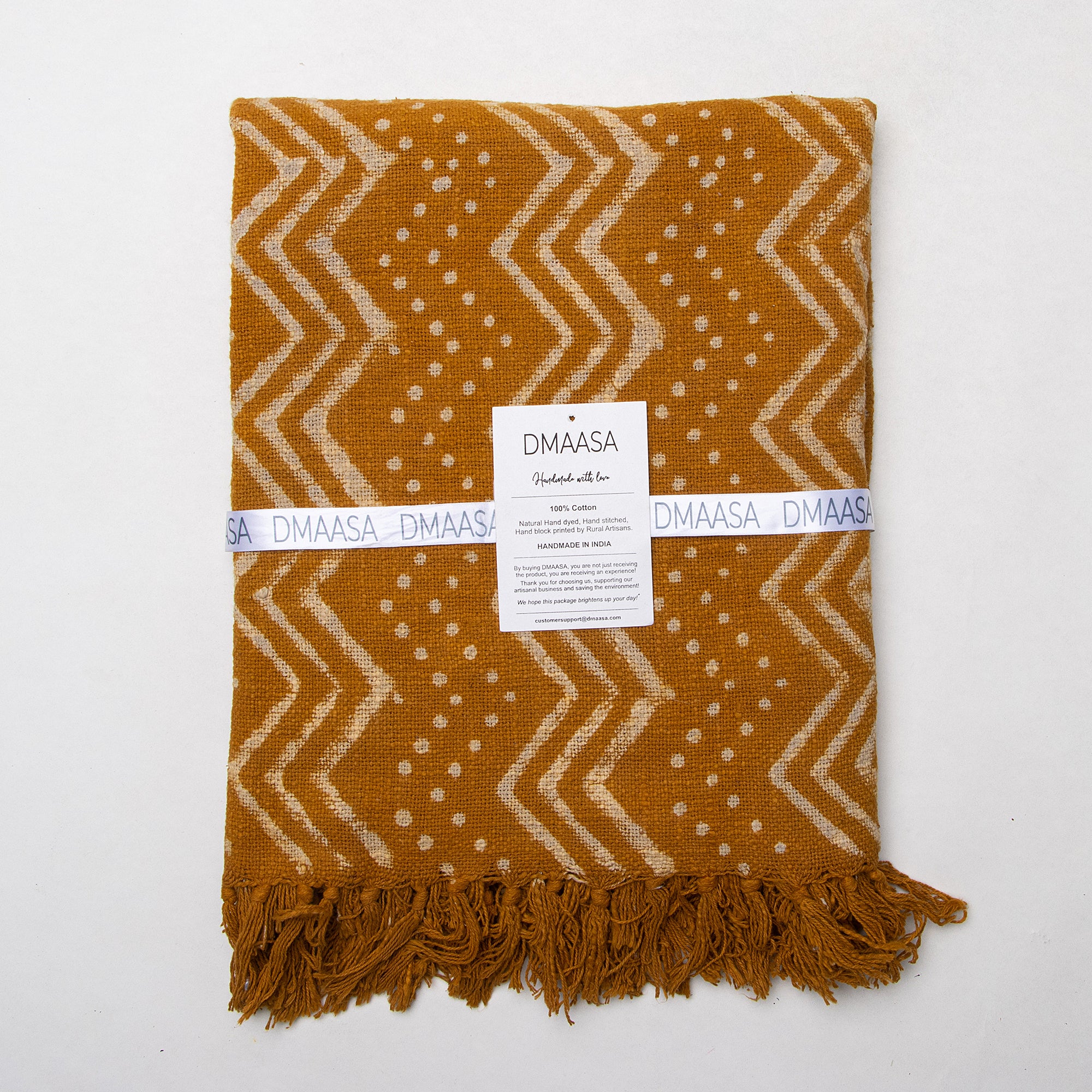 Mustard Yellow Indian Hand Block Printed Cotton Light Weighted Throw Blankets - Image 7