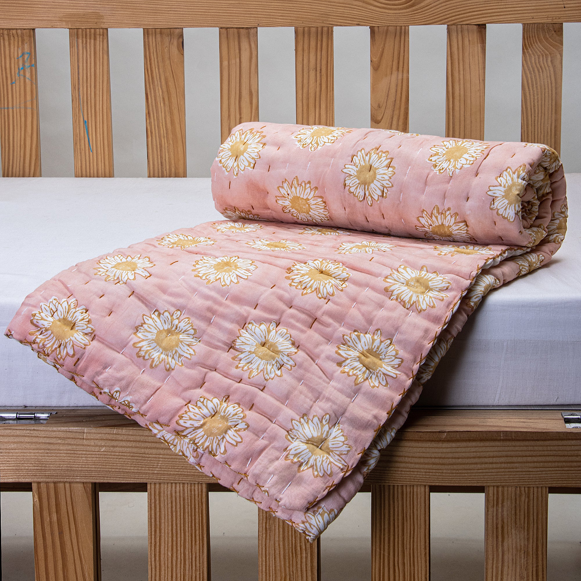Luxury quilted handblock Printed Pure Cotton Handcrafted Baby Blankets - Image 5