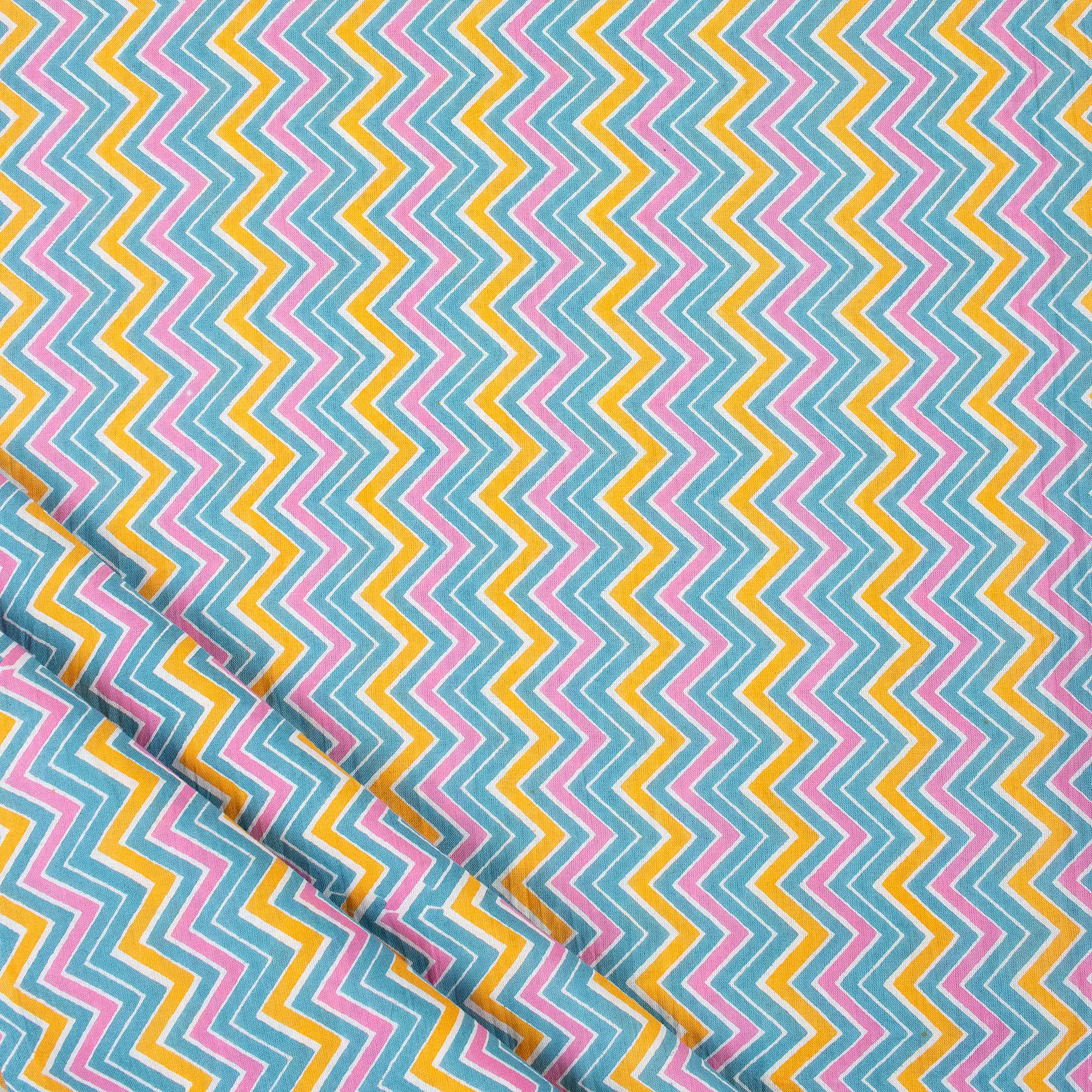 Zig Zag Cotton Block Print Fabric